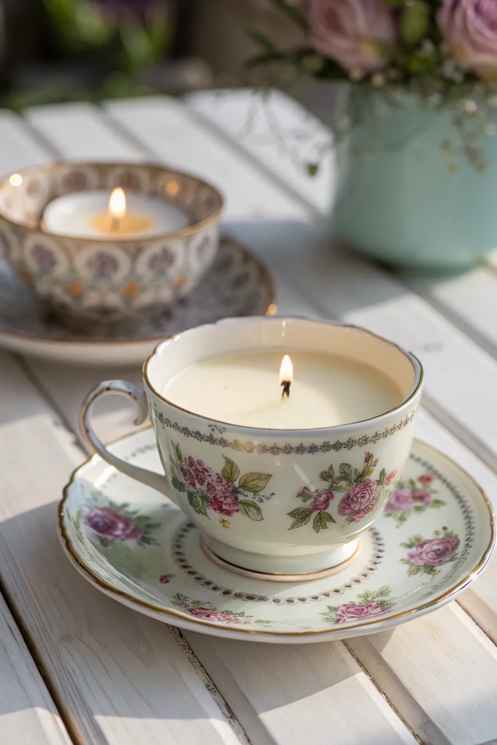 Transform your space with the charm of handcrafted candles in vintage teacups – a perfect blend of elegance and sustainability.