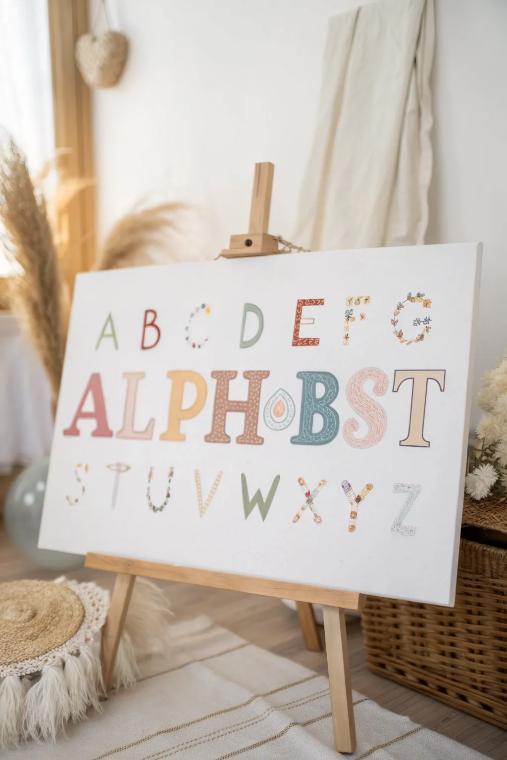 Explore the alphabet with Scandinavian charm and boho flair, perfect for inspiring young minds in the classroom.