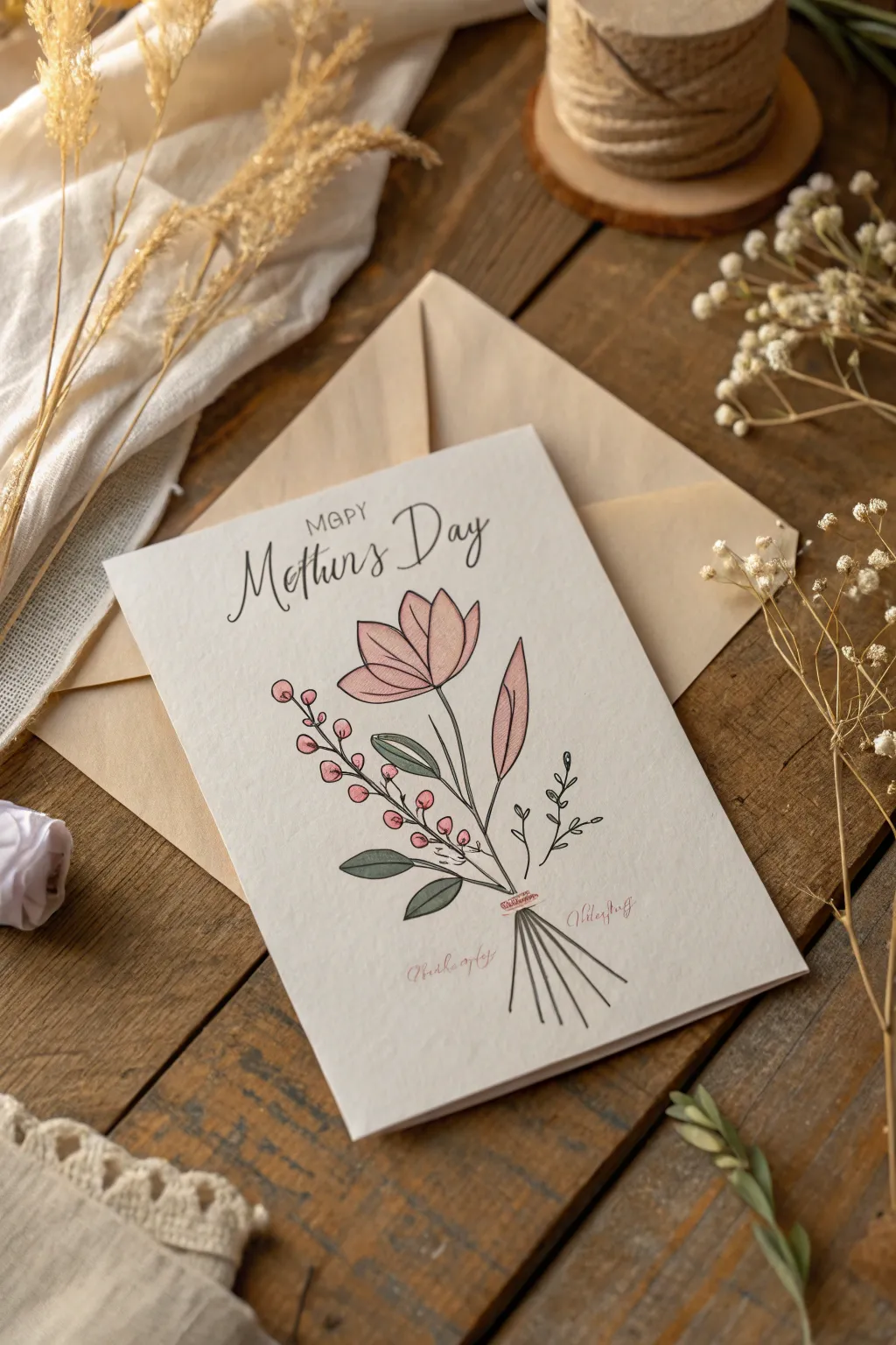 Embrace the elegance of simplicity with a handcrafted Mother's Day card that speaks from the heart.