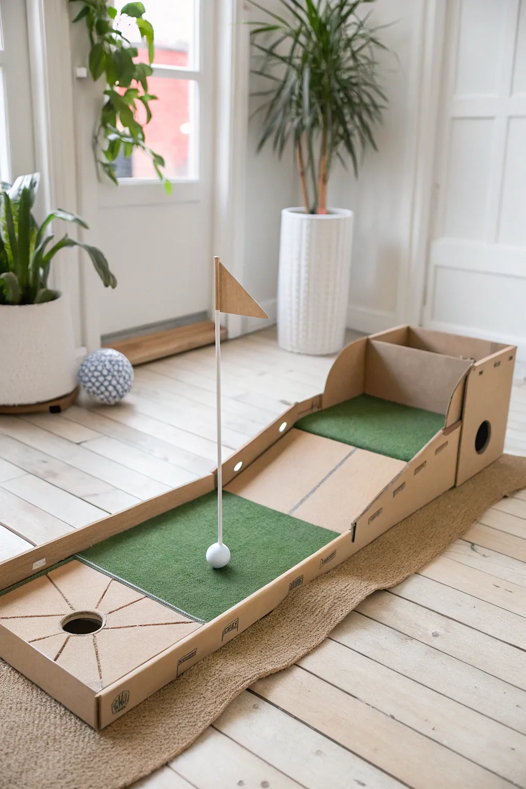 Bring the joy of mini golf indoors with this charming cardboard creation!