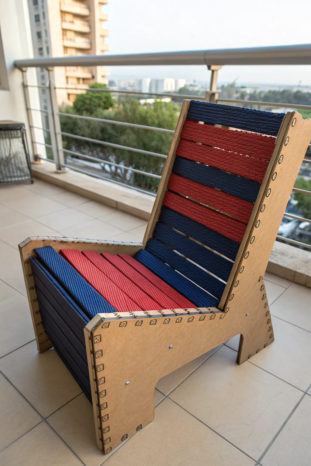 Elevate your outdoor space with this bold and sustainable cardboard chair design, perfect for summer evenings.