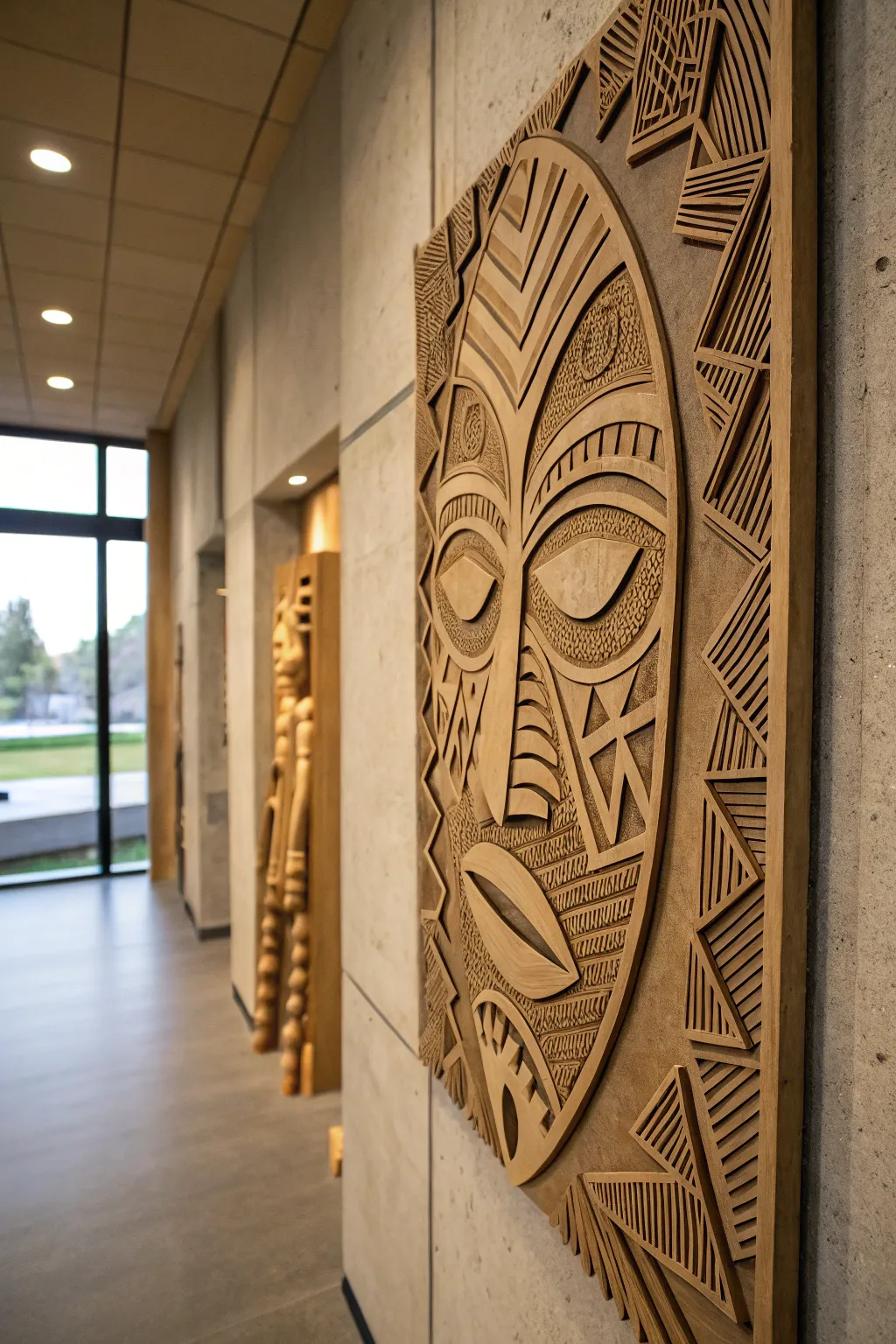 Elevate your space with the cultural charm of tribal patterns in minimalist relief sculptures.