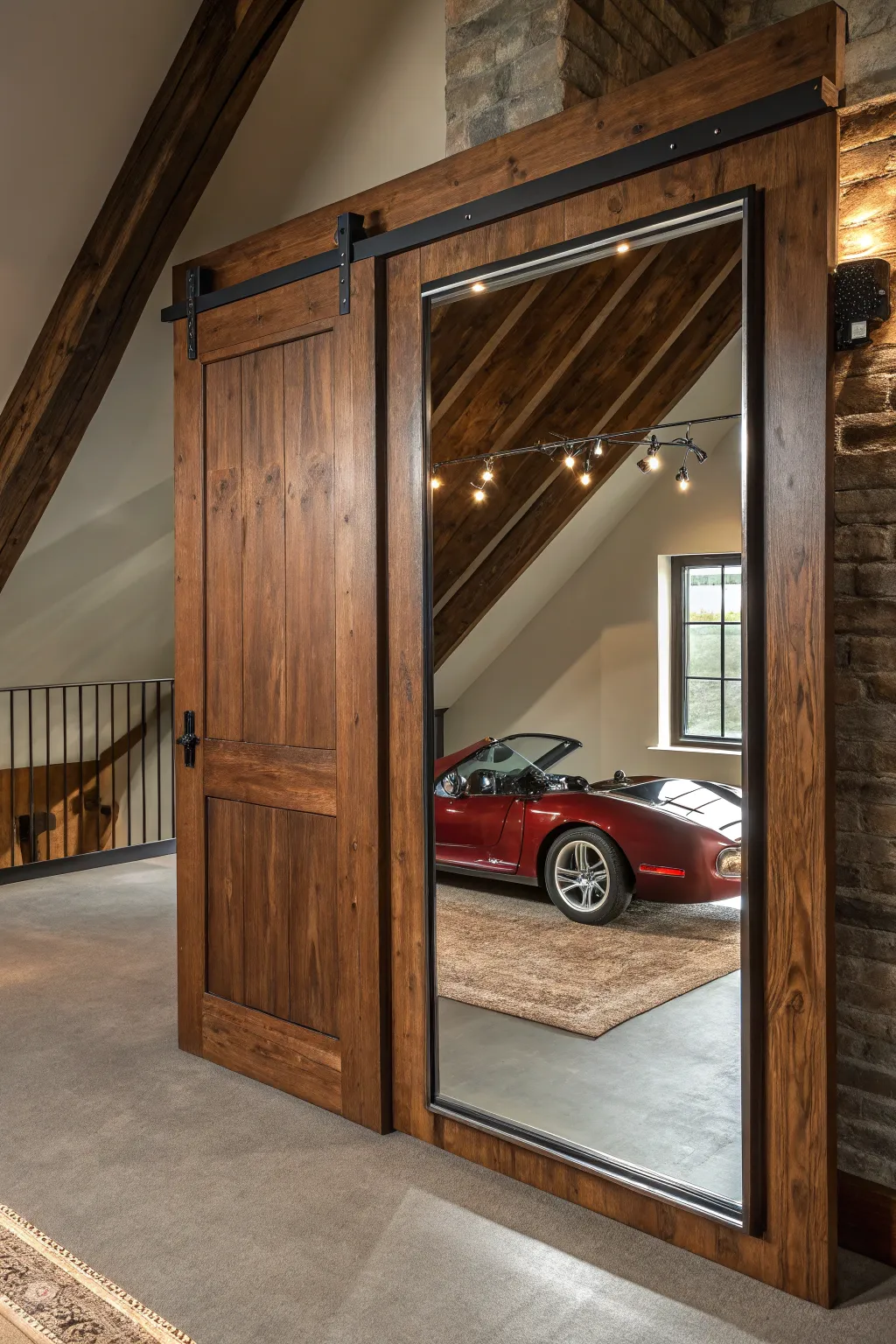 Transform your attic with a convertible mirror door that maximizes space and style.