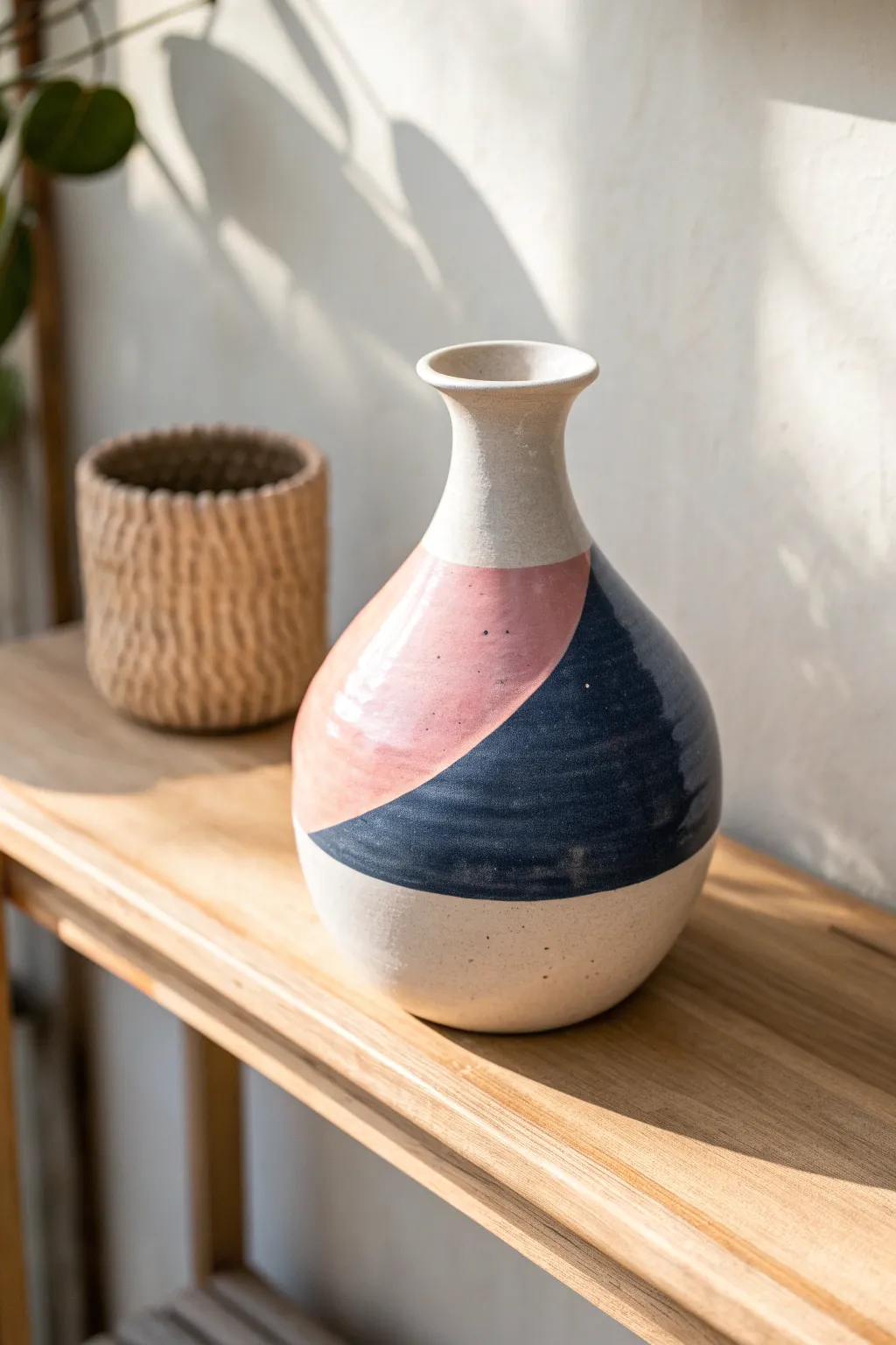 Add a splash of personality to your space with this color-blocked ceramic vessel, where Scandinavian minimalism meets boho charm.