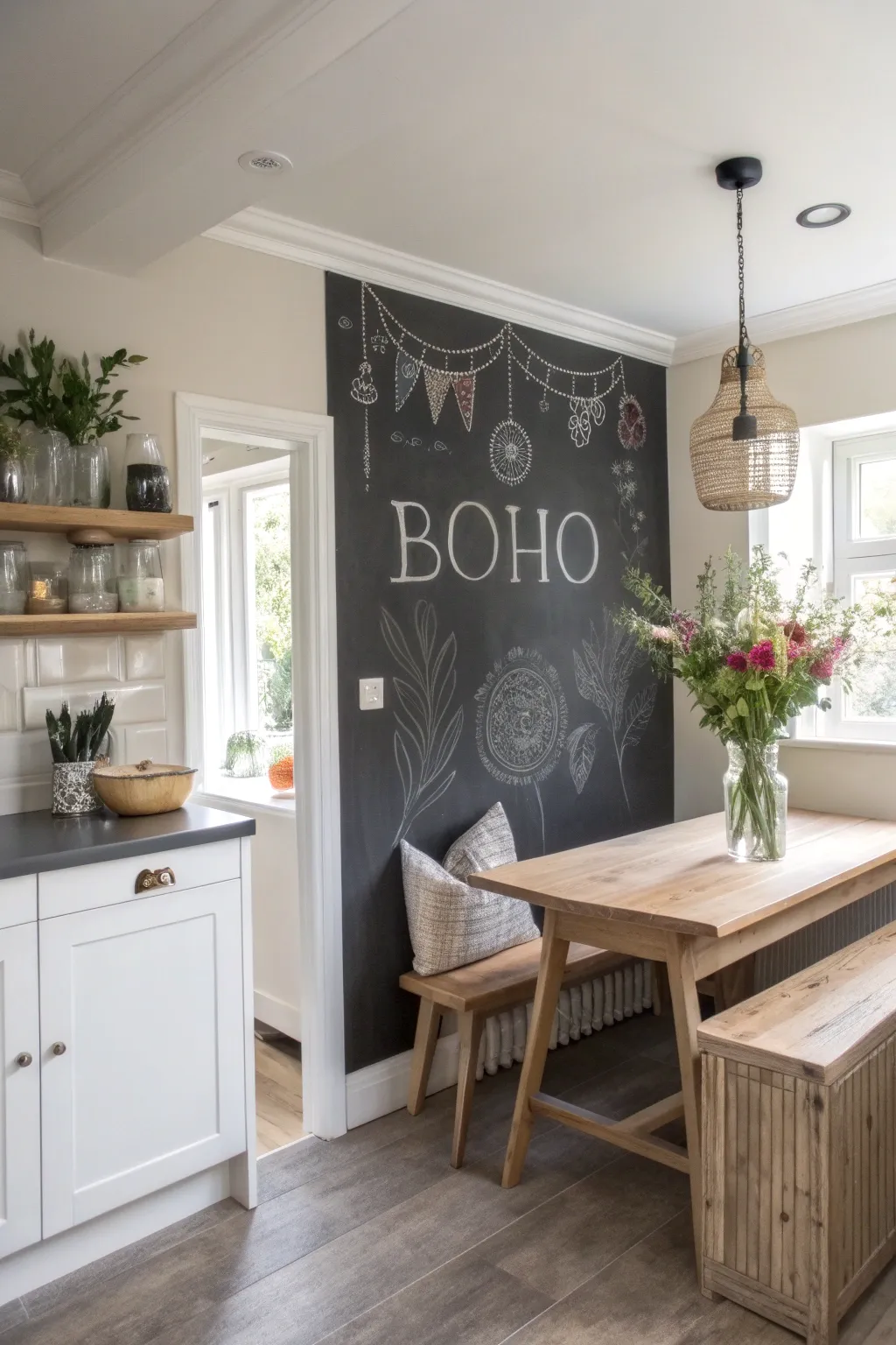 Transform your space with a chic chalkboard wall—where notes meet Nordic simplicity. #MinimalistBoho #DIYDecor