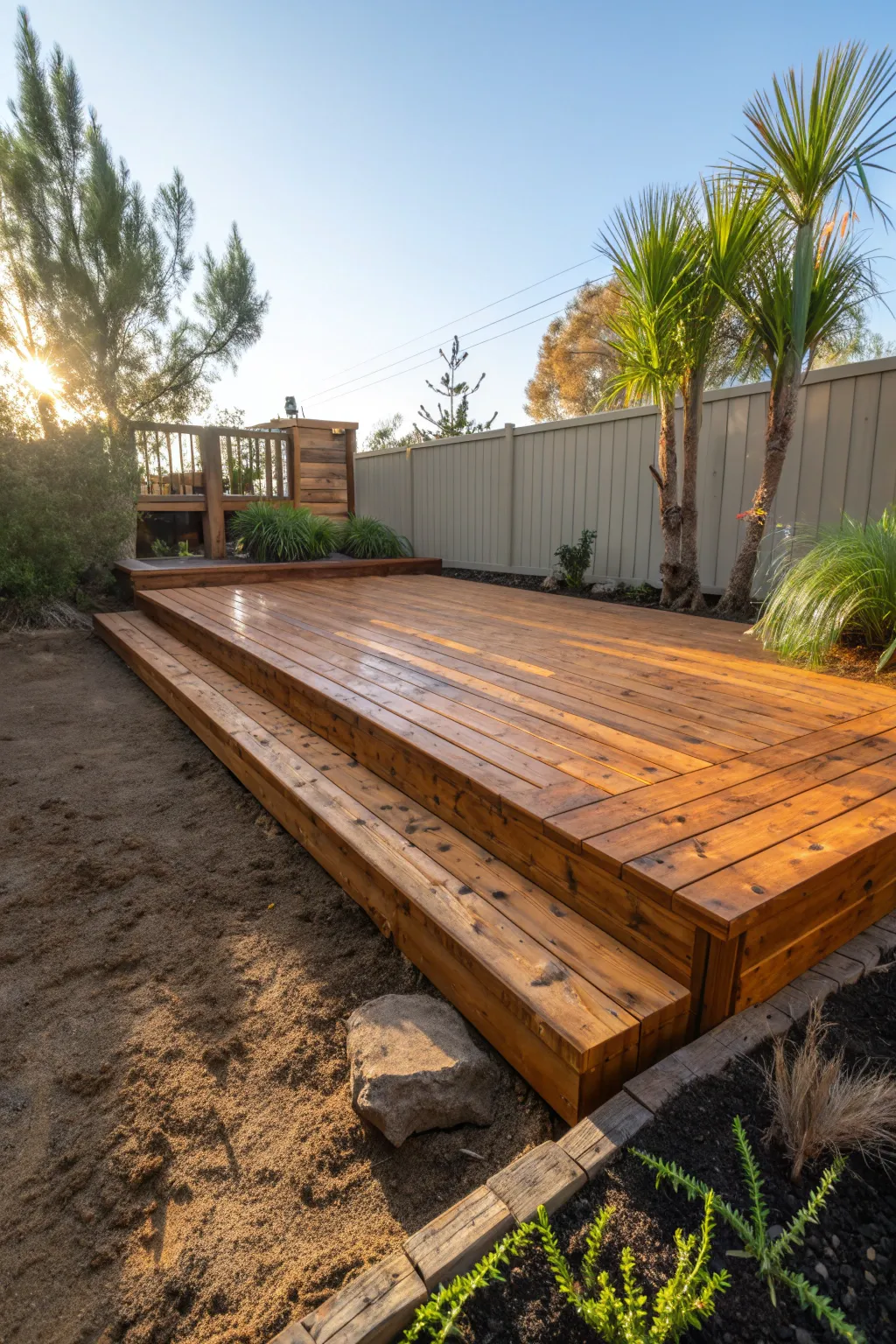 Transform your dirt floor into an inviting oasis with a stunning wood deck. Experience craftsmanship at its finest.