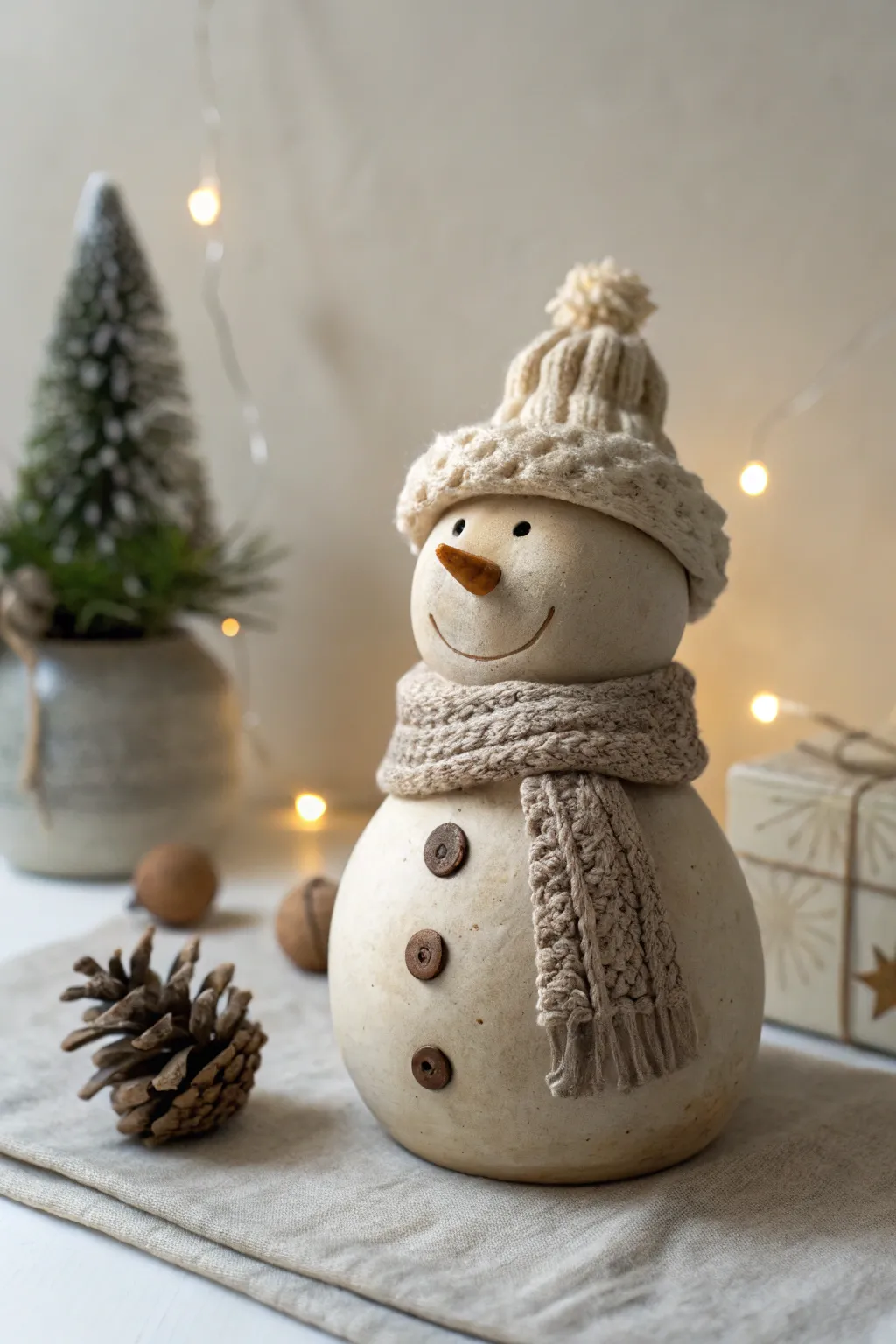 Embrace the joy of the season with this charming clay snowman, a perfect blend of Scandinavian simplicity and boho charm.
