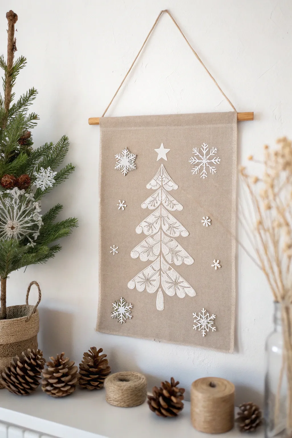 Embrace the holiday spirit with elegant, handcrafted wall art that brings warmth and simplicity to your home decor.