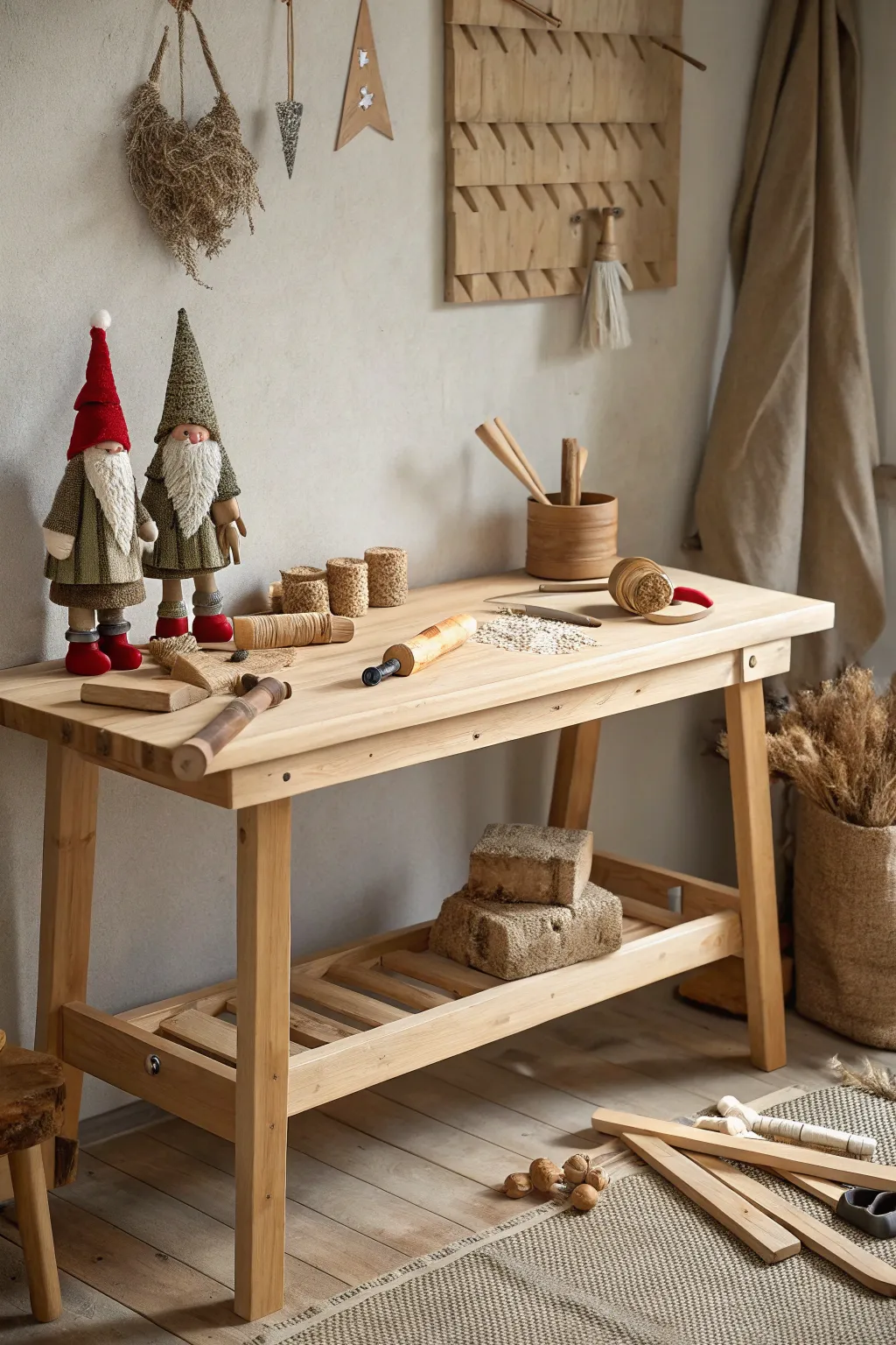 Step into a whimsical elf workshop — where tiny costumes and handcrafted tools bring Christmas magic to life!