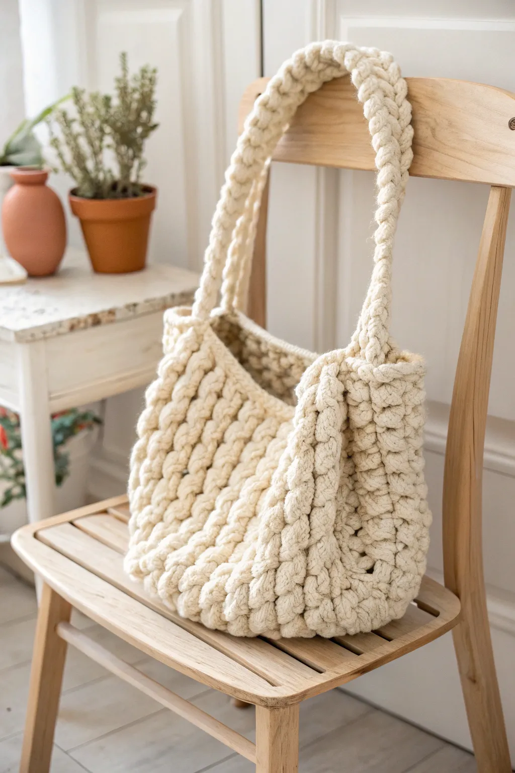 Elevate your style with a cozy, handcrafted chunky knit tote—where fashion meets function.