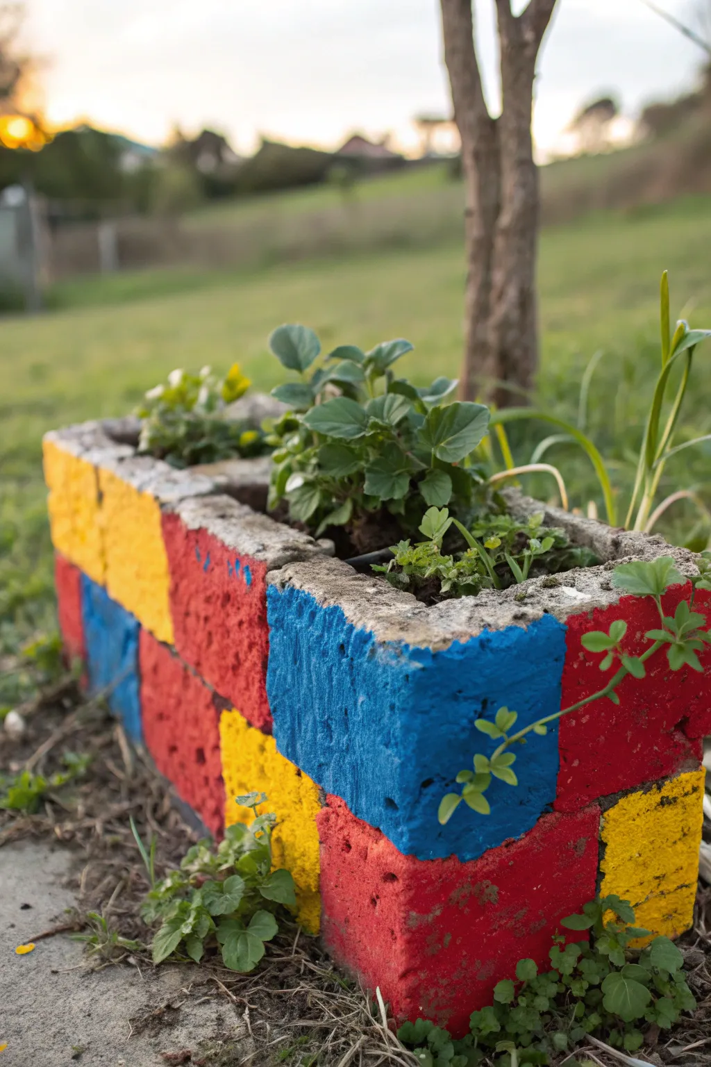 Transform your garden with bold, colorful cinder block planters!