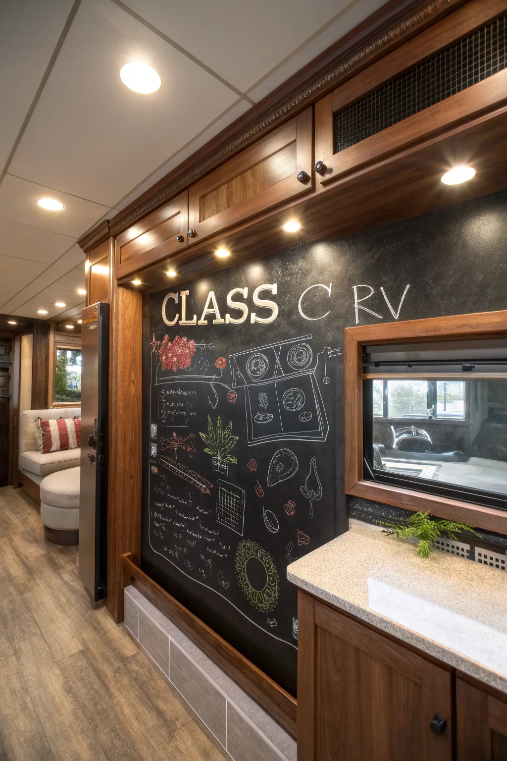 Transform your RV with a stylish chalkboard wall—where function meets art in every journey.