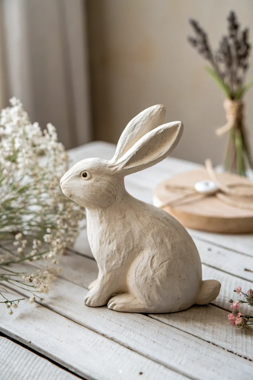 Hop into a world of minimalist charm with this delightful clay rabbit creation.