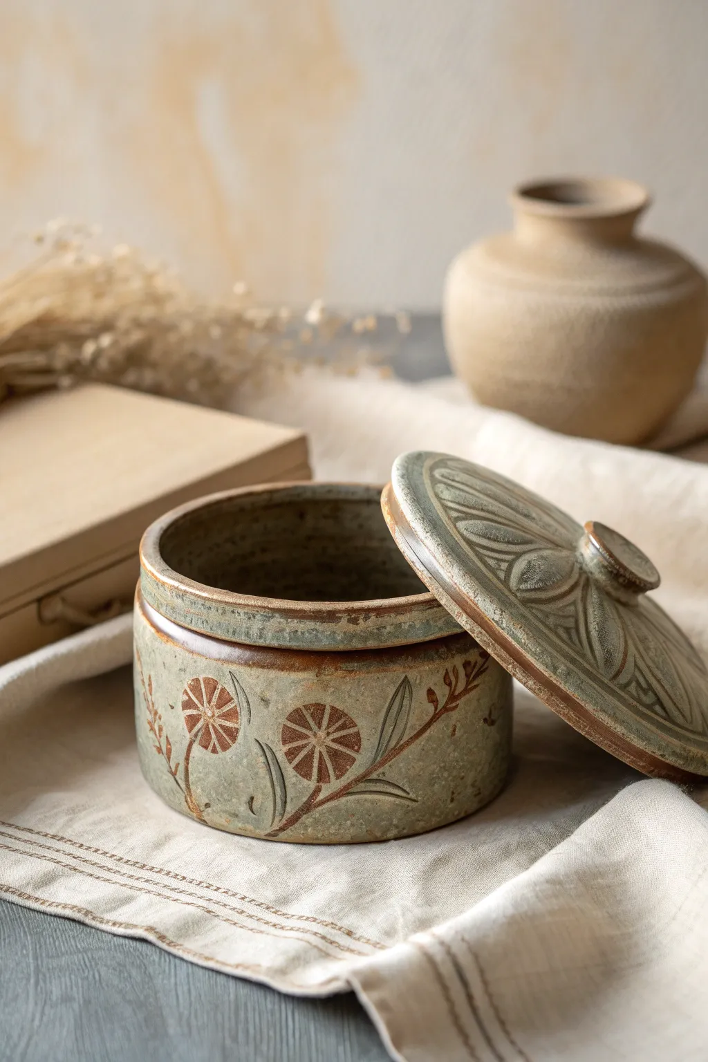 Discover the timeless elegance of vintage-inspired clay boxes, where simplicity meets artistry.