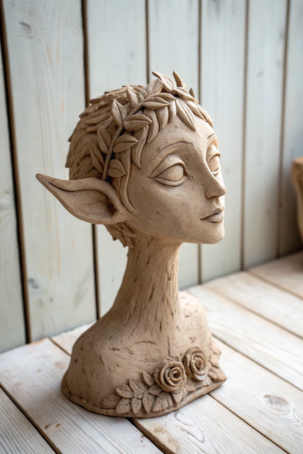 Explore the allure of fantasy with this handcrafted clay sculpture, where simplicity meets imagination.