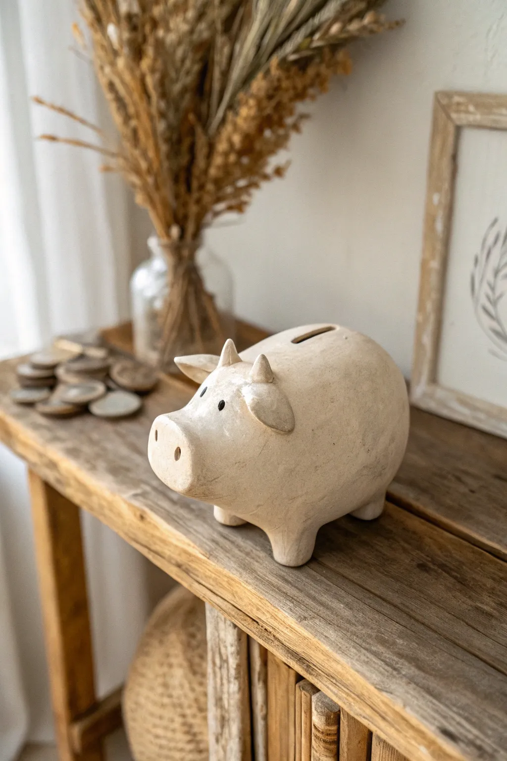 Embrace rustic charm with this Scandinavian-inspired cow piggy bank, perfect for adding a touch of countryside elegance to your home.