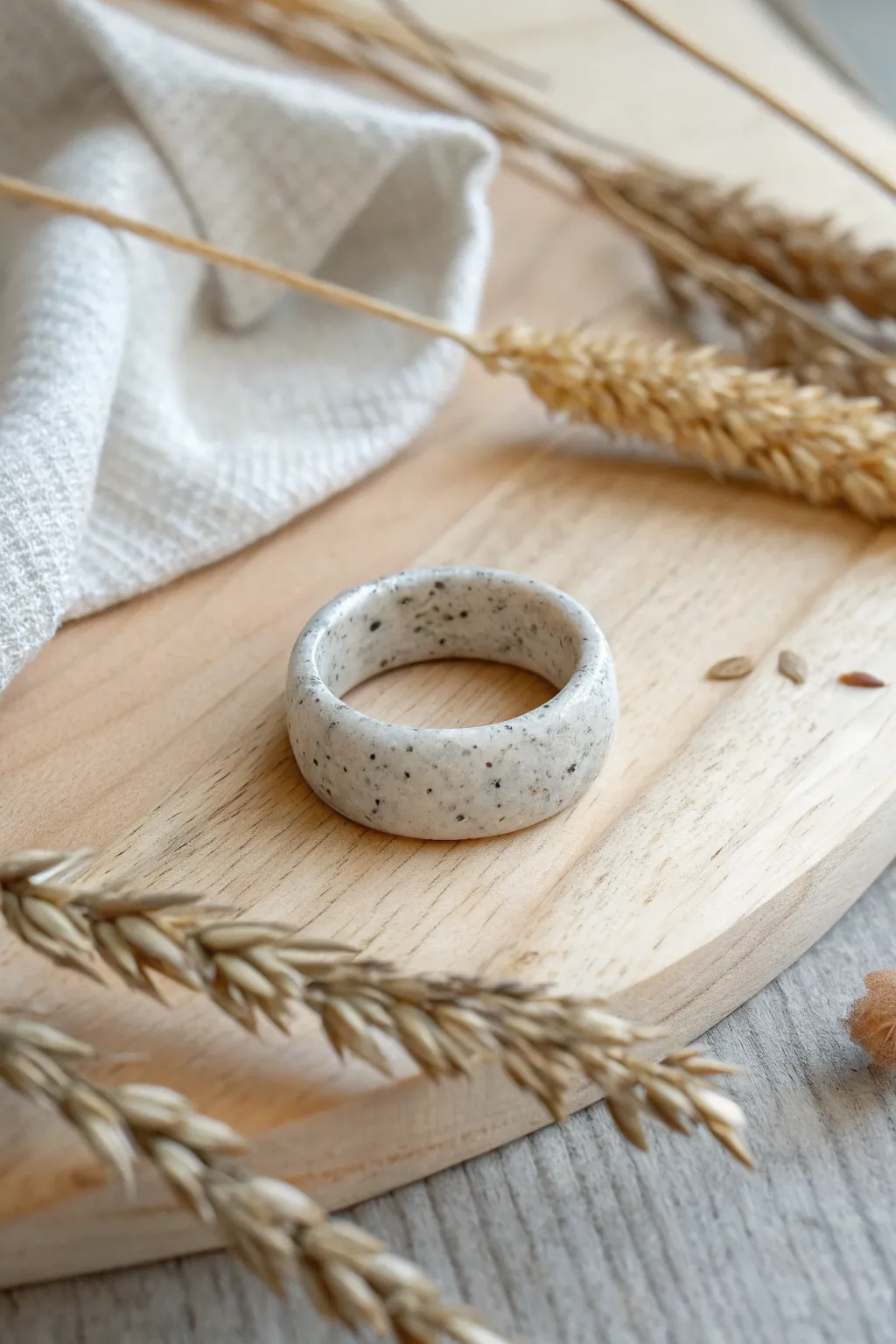Embrace the elegance of nature with a faux granite clay ring – a perfect blend of simplicity and style.