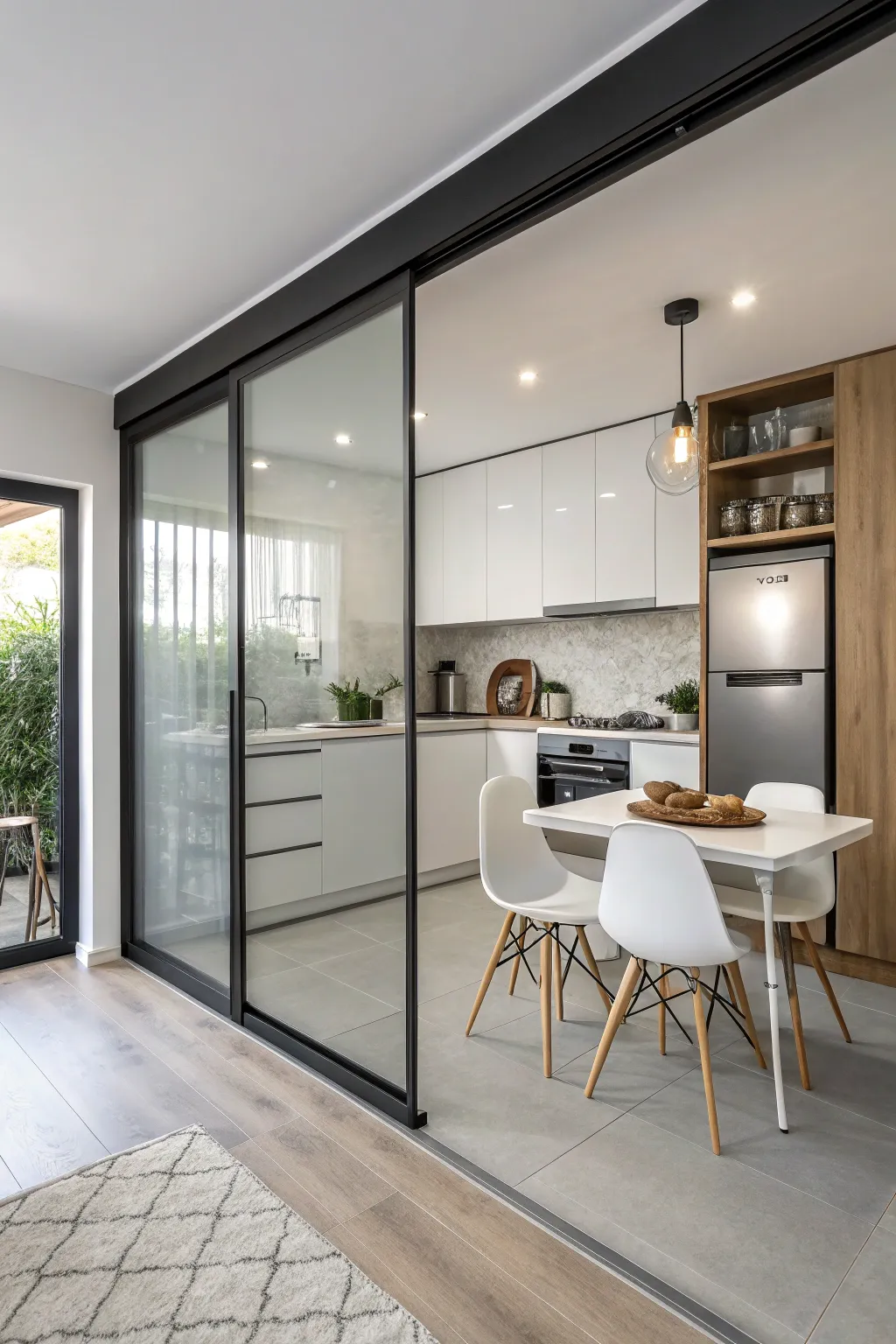 A sleek sliding door that saves space and adds modern flair.