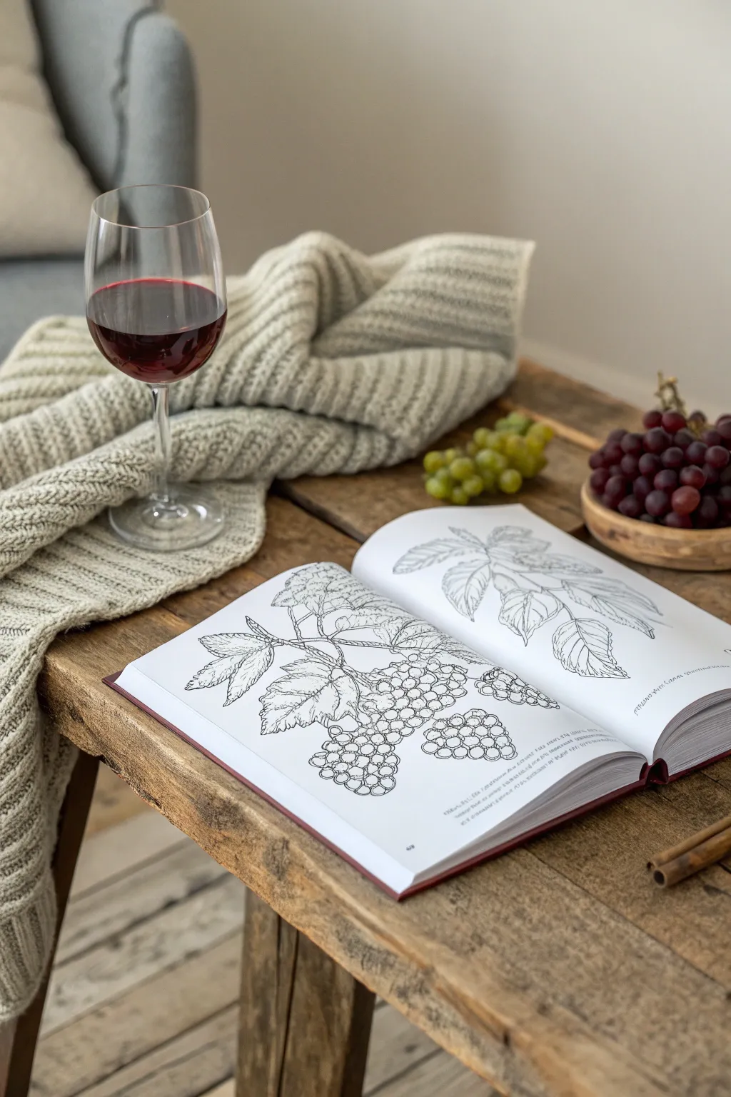 Indulge in the art of relaxation with a wine-themed coloring book and a glass of your favorite vintage.