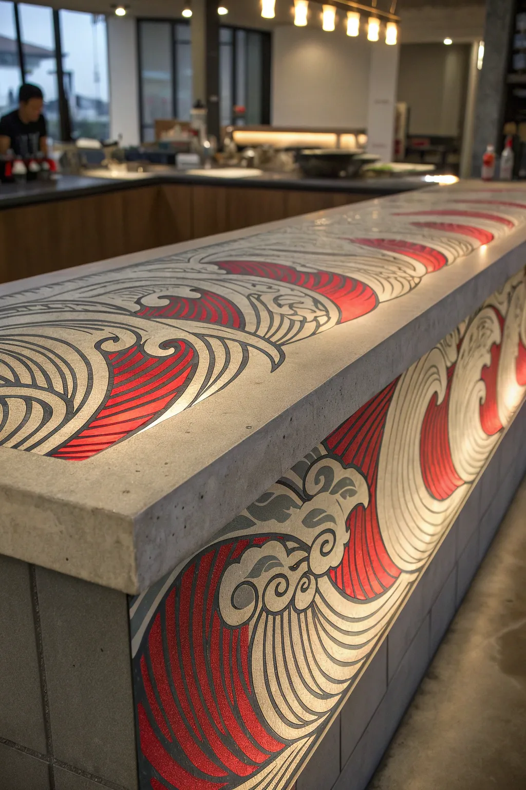 Transform your space with the artistry of wave patterns in concrete, where craftsmanship meets bold design.