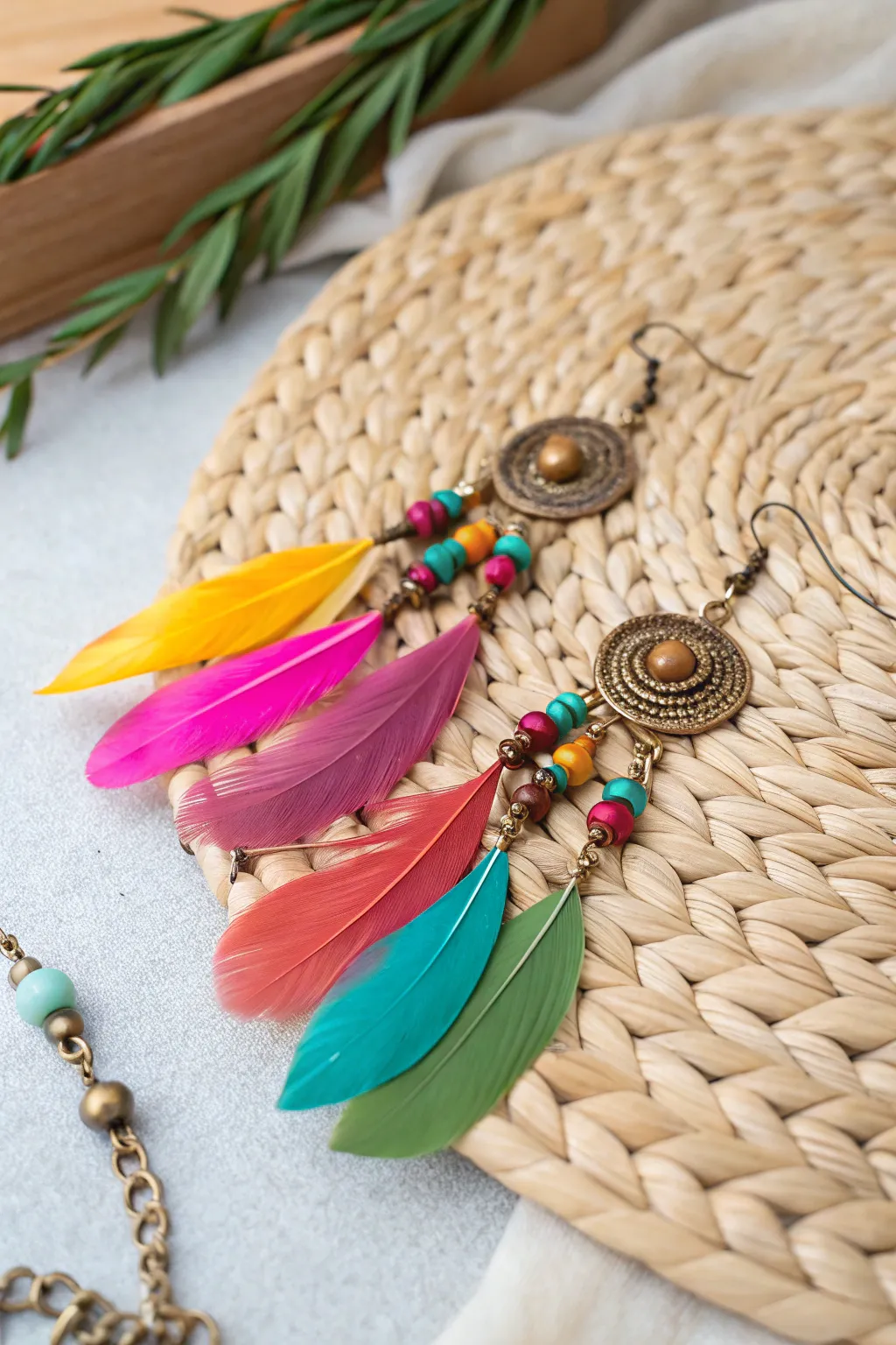 Bohemian feather earrings that capture a free-spirited vibe.