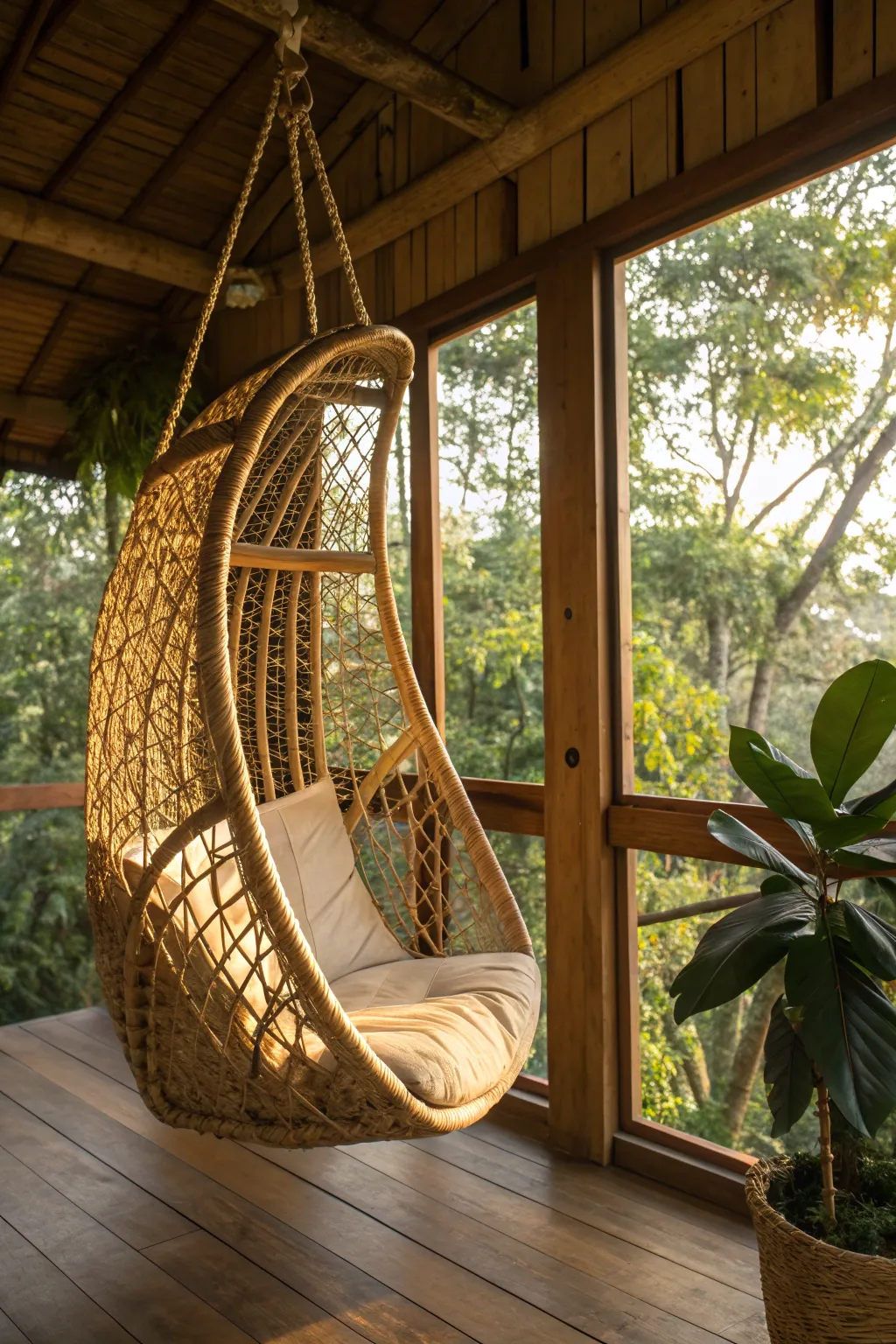 Find your perfect relaxation spot with this expertly crafted hanging swing chair.