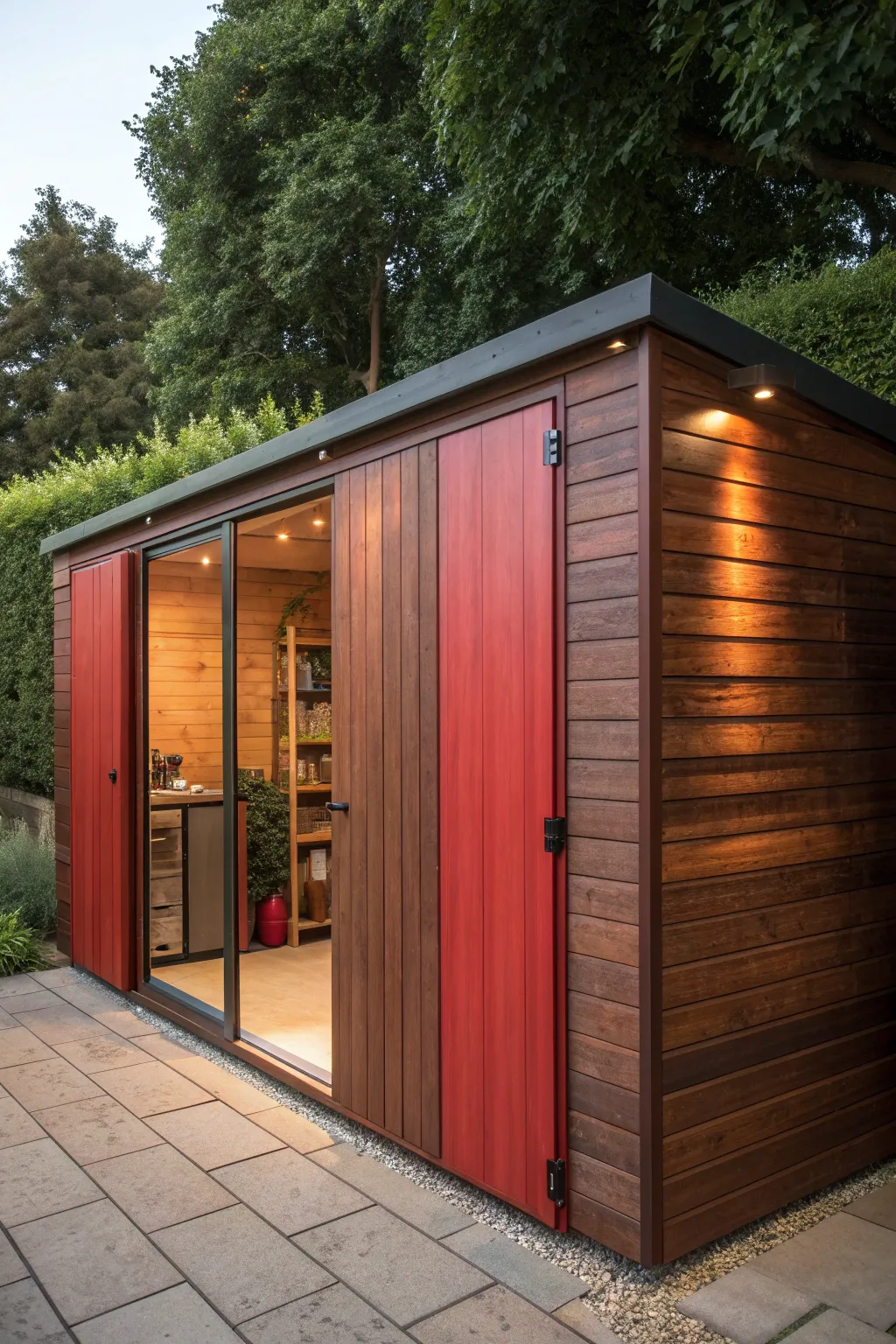 Elevate your shed game with bold sliding doors—where functionality meets modern design.