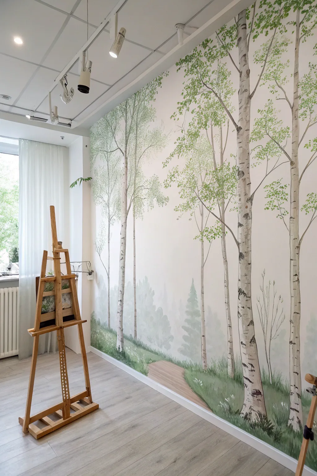 Step into a serene woodland escape with this enchanted forest mural, where simplicity meets natural beauty. 🌿✨ #CottagecoreArt #ScandiBoho