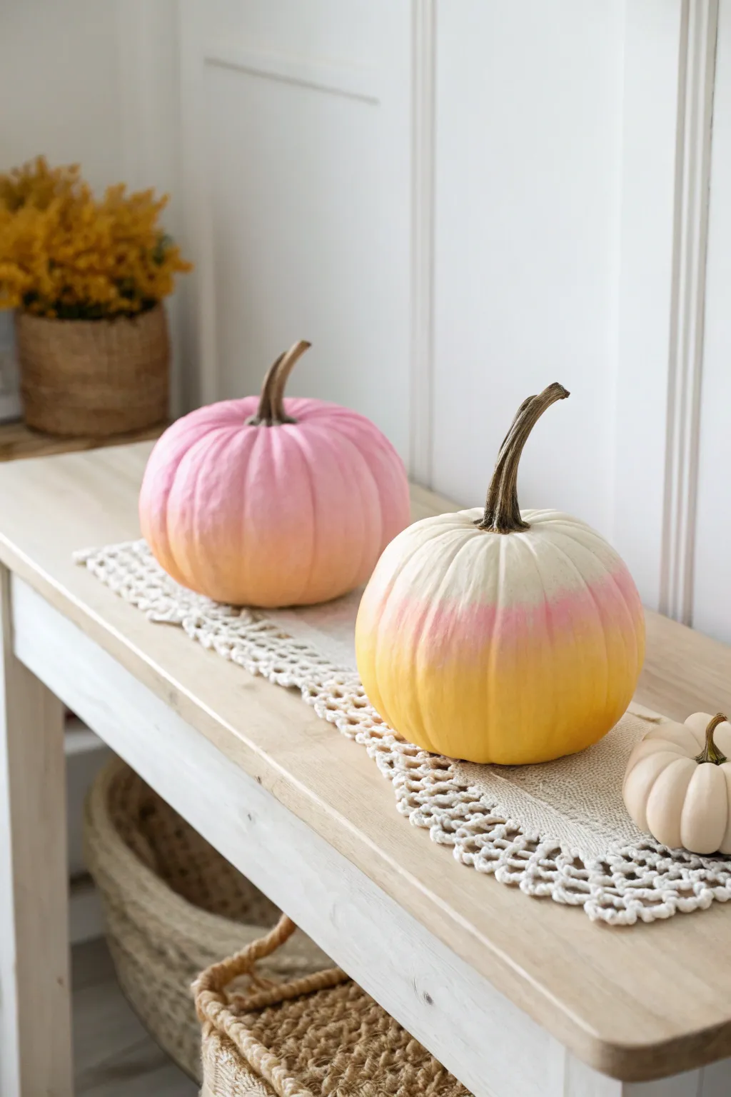 Add a splash of vibrant color to your autumn decor with these stunning ombre pumpkins.