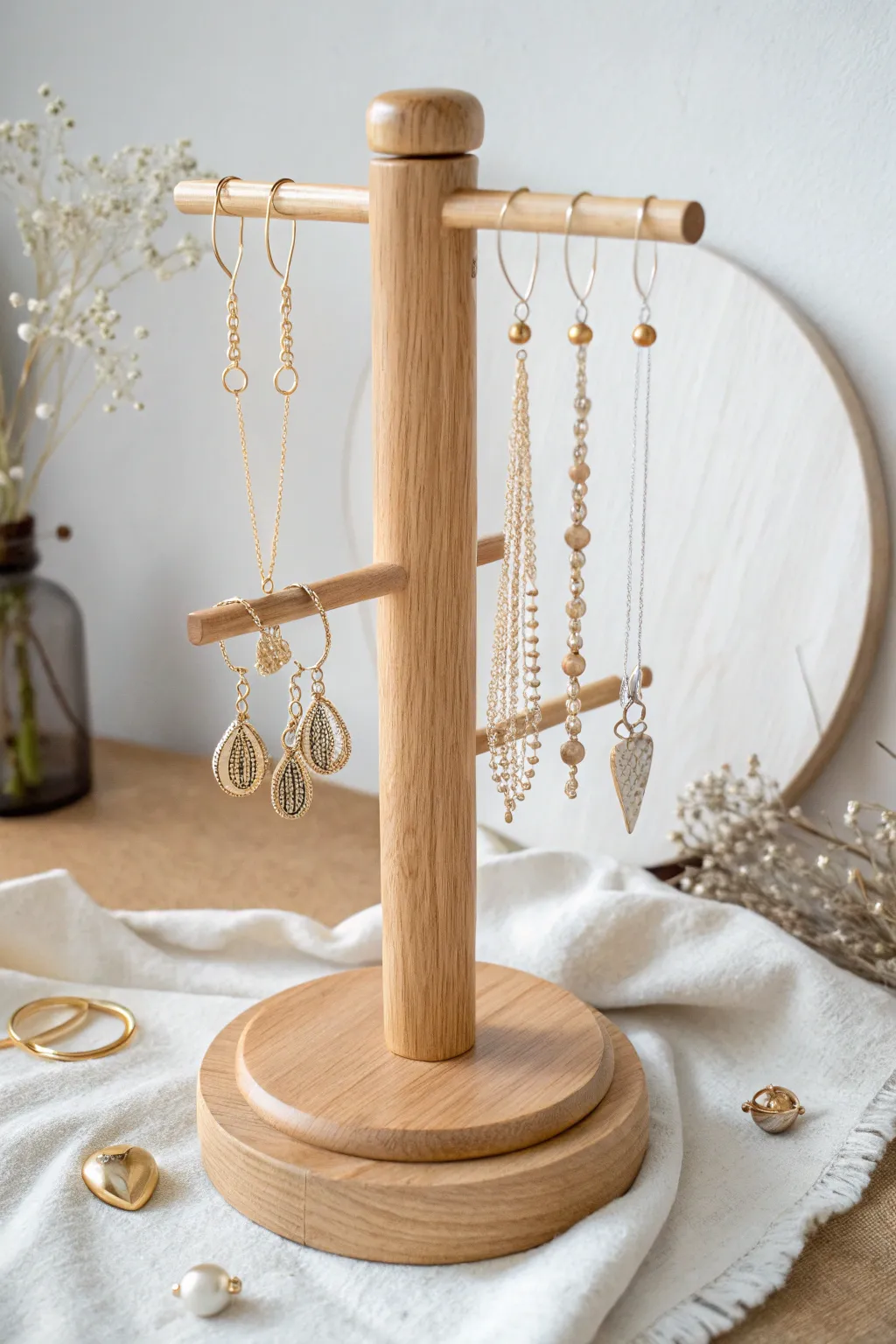 Transform simplicity into elegance with this spindle jewelry organizer.