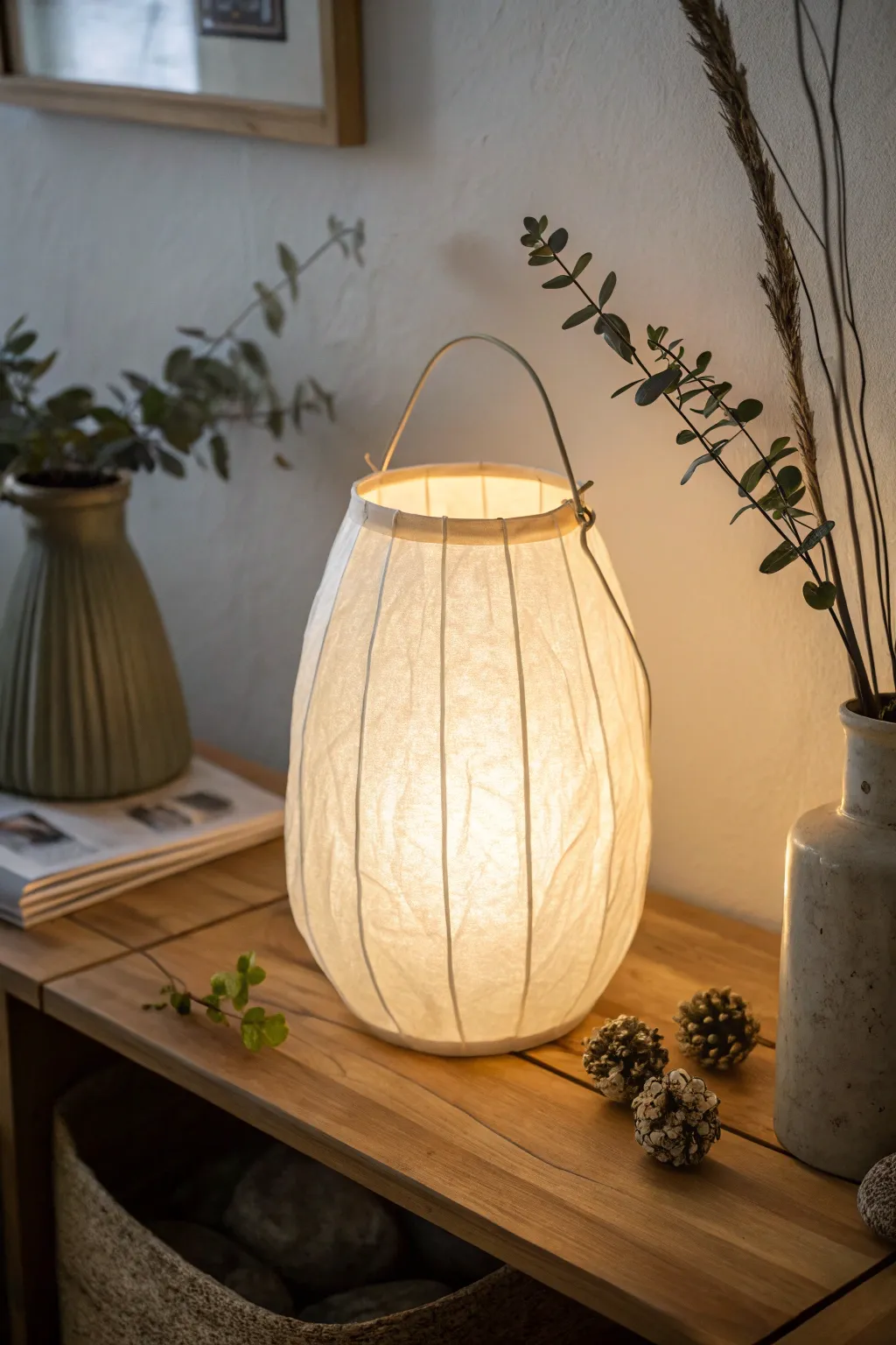 Illuminate your space with the cozy glow of a handcrafted wax paper lantern. 🌿✨ Perfect for adding a touch of warmth and simplicity to bedtime stories.