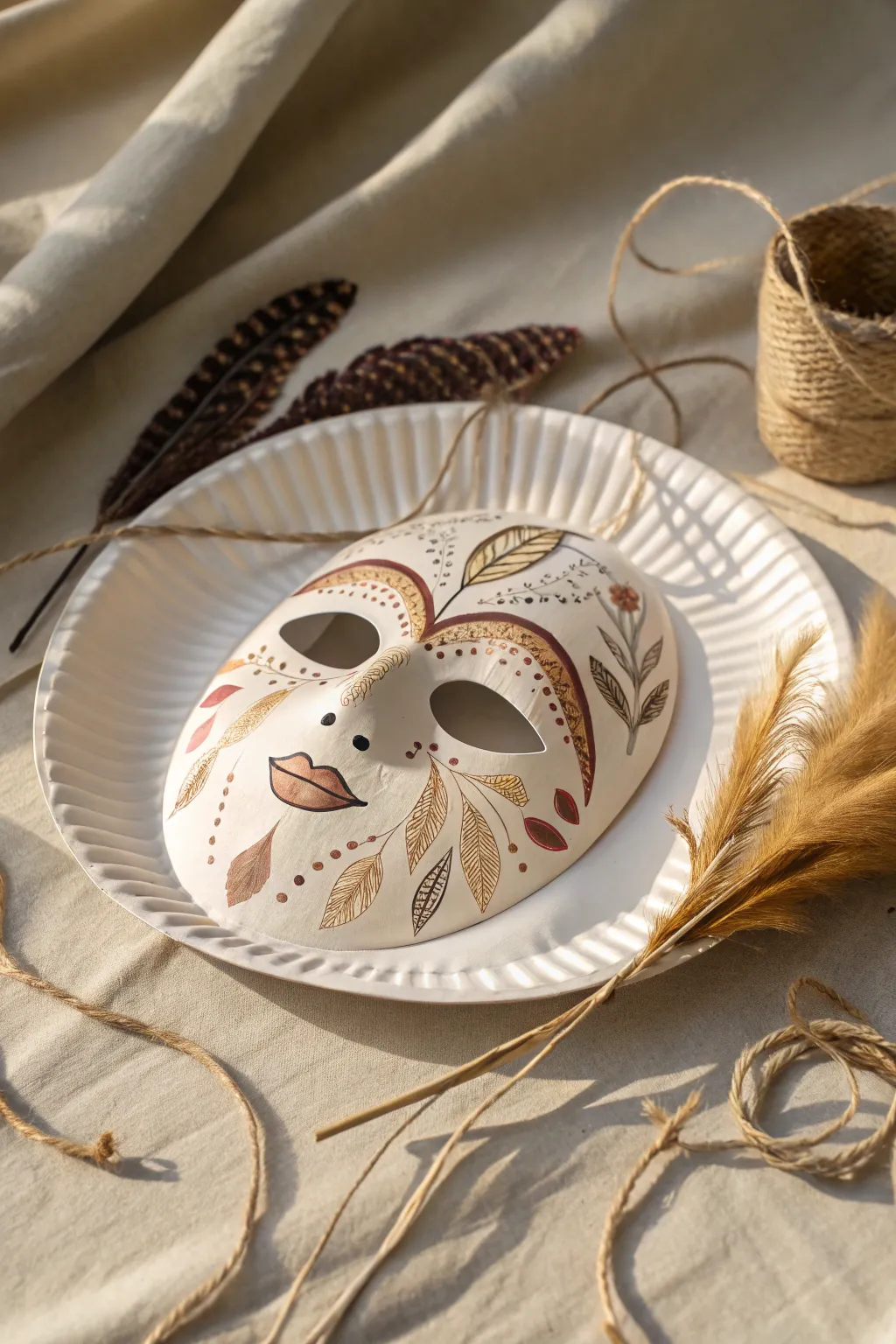 Unleash creativity with simple crafts: a charming paper plate mask perfect for inspiring young imaginations.