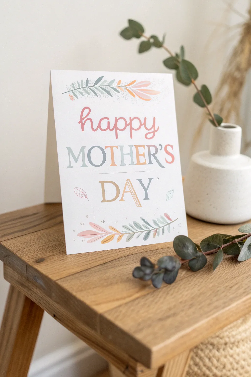 Craft a heartfelt message with personalized typography for a Mother's Day card that's as unique as she is. 🌿✨