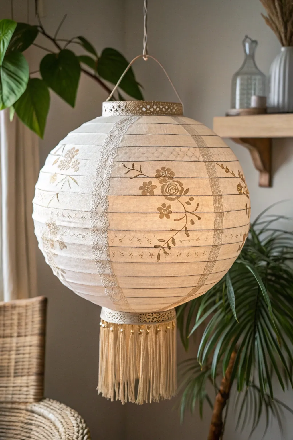 Illuminate your space with this exquisitely layered paper lantern, where craftsmanship meets minimalist elegance.