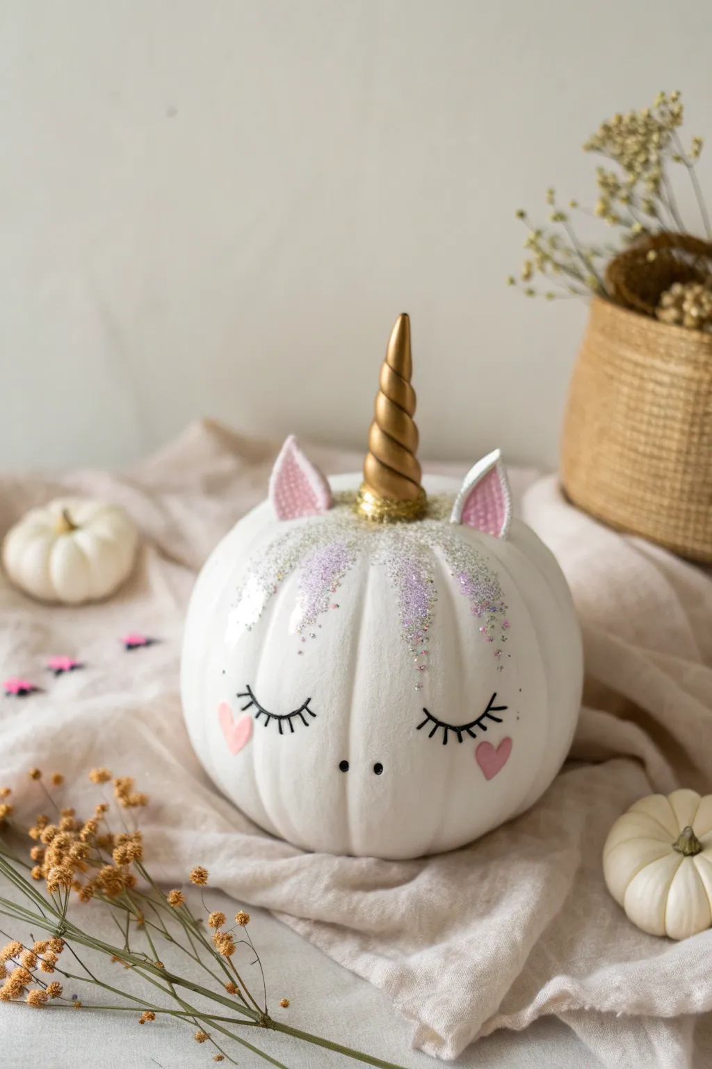 Enchant your autumn decor with a magical unicorn pumpkin – a whimsical touch kids will adore!