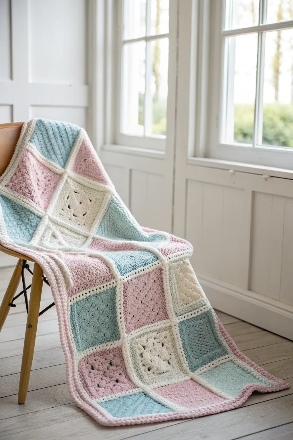 Embrace the art of patchwork with a stunning crochet baby blanket that brings warmth and style to any nursery.