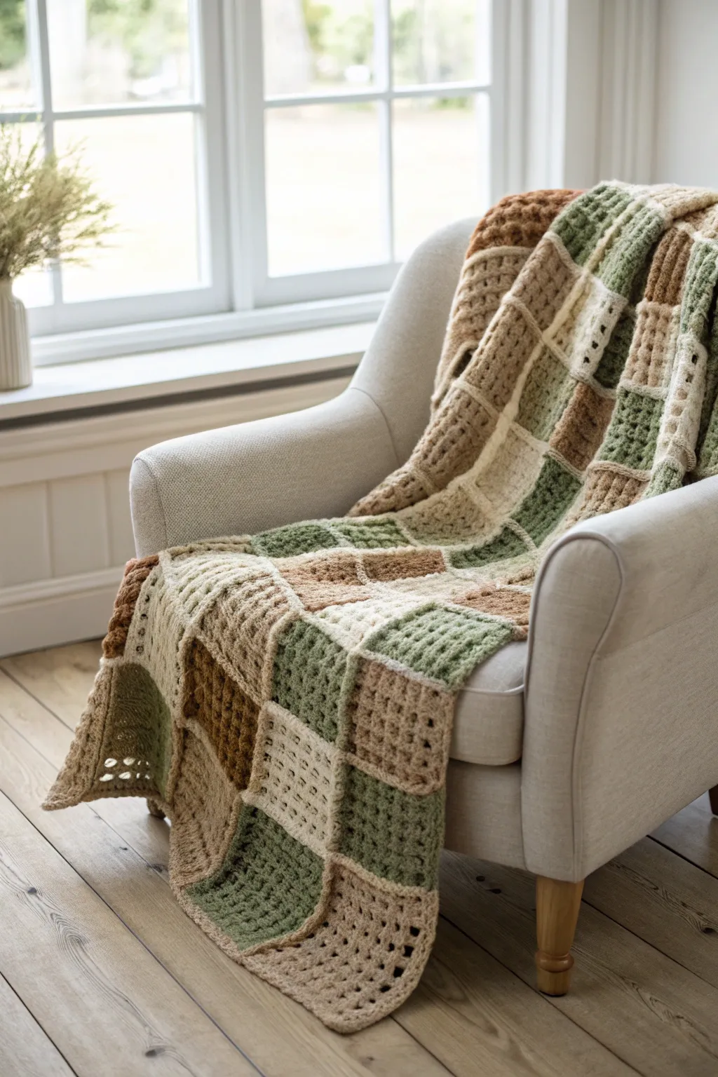 Wrap yourself in the warmth of a handcrafted plaid crochet blanket, where simplicity meets elegance.