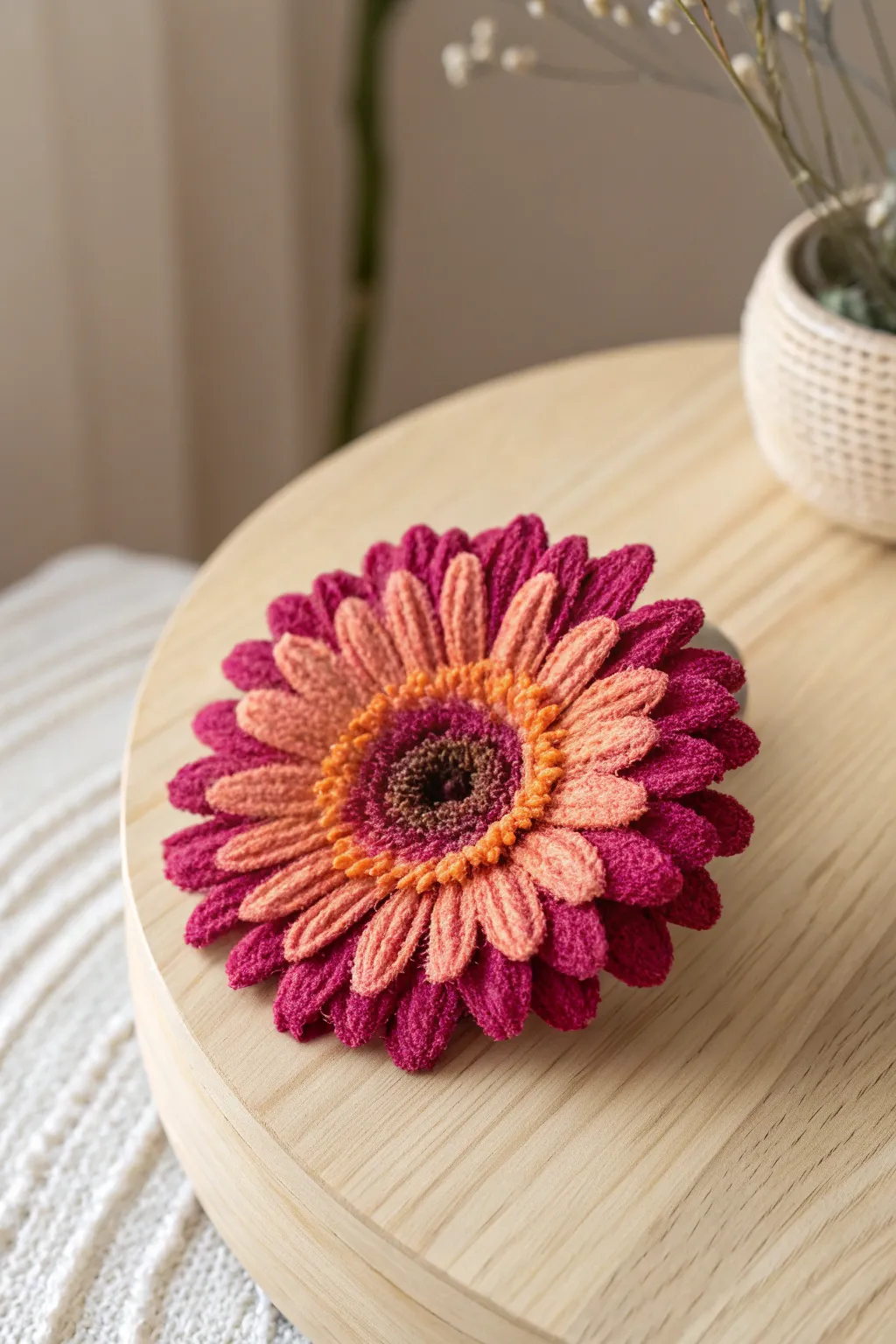 Elevate your decor with the bold beauty of crocheted Gerbera daisies.