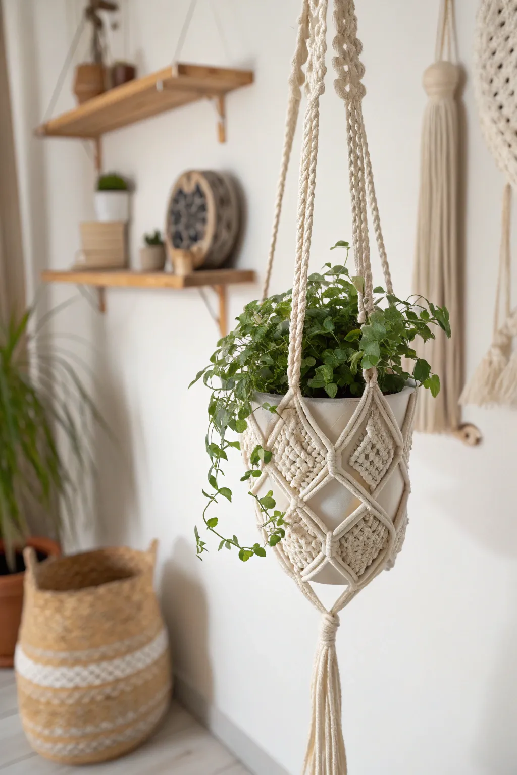 Elevate your greenery with a touch of boho elegance – the perfect crochet plant hanger gift.
