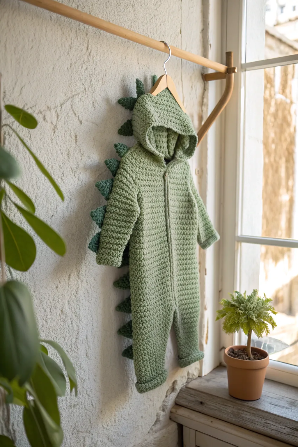 Unleash your inner dinosaur with this charming crochet creation, where simplicity meets playful elegance.