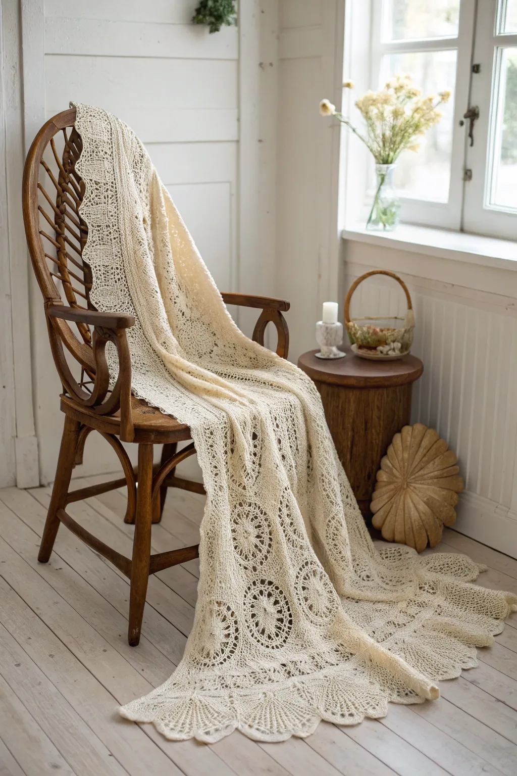 Embrace elegance and warmth with a handcrafted crochet bridal shawl, perfect for your special day.