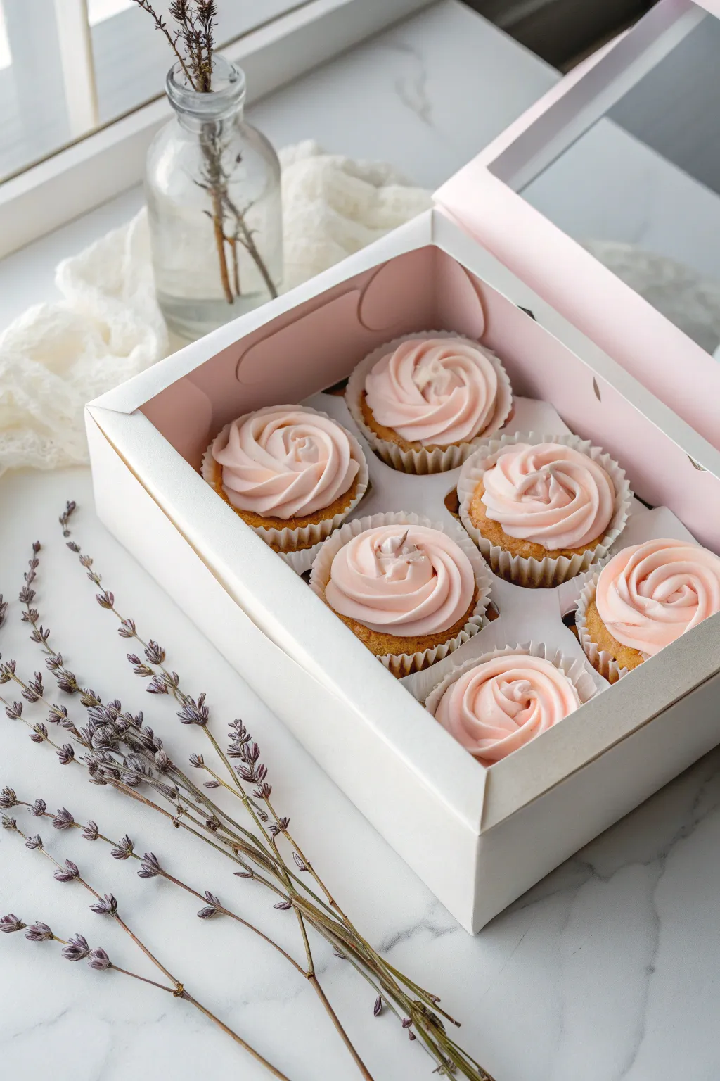 Embrace the elegance of simplicity with a monochrome cupcake box, perfect for a minimalist Valentine's touch.