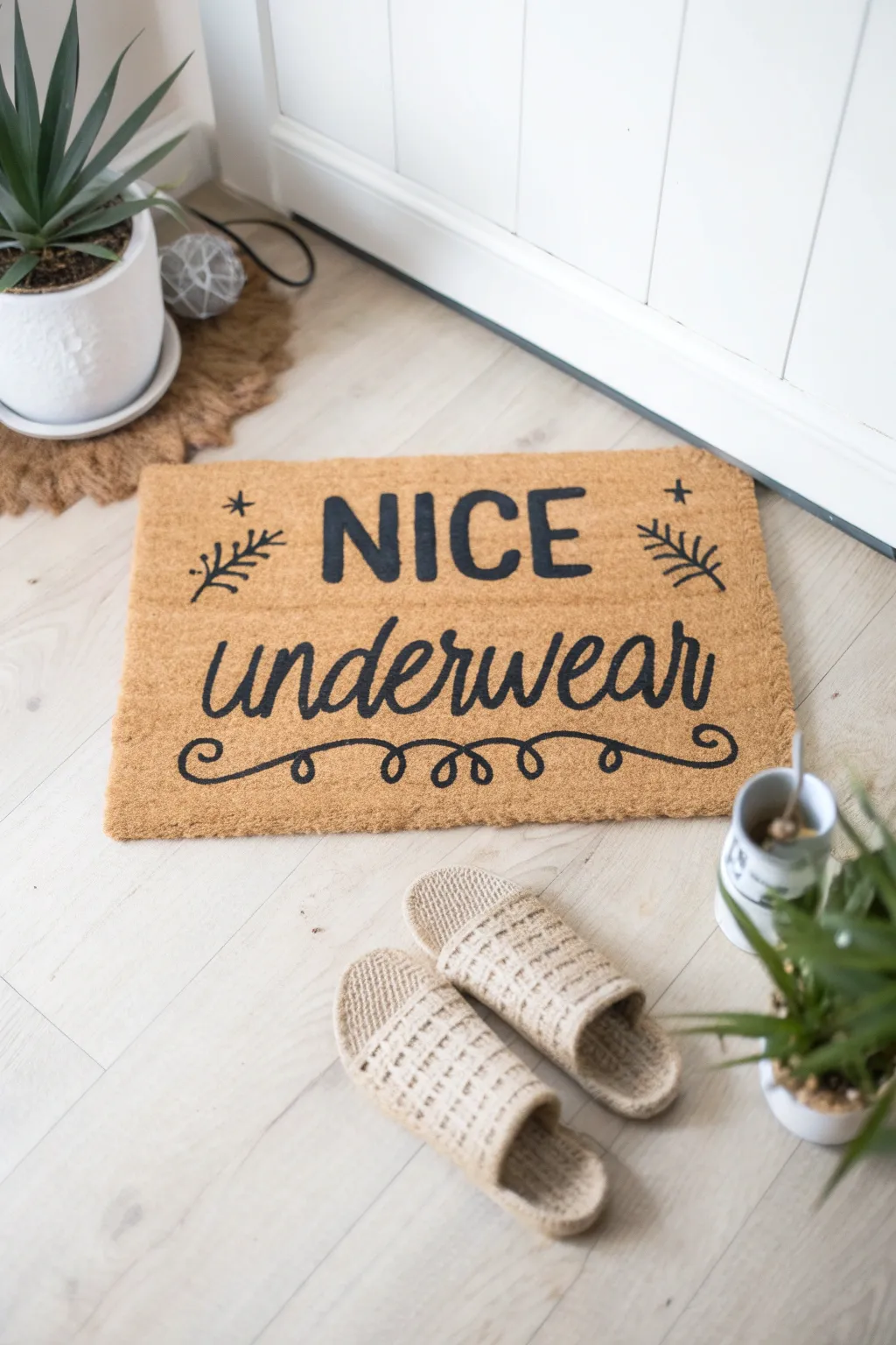 Welcome home with a smile - this door mat adds a playful touch to your entryway!