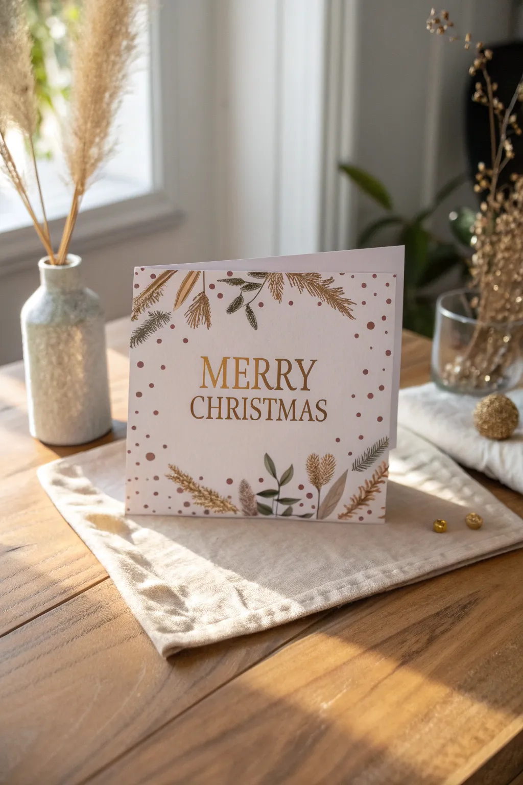 Elevate your holiday greetings with a touch of metallic elegance. ✨ #ScandiBoho #ChristmasCrafts