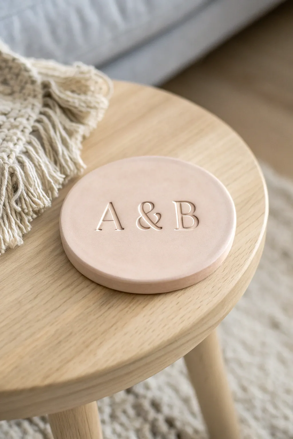 Add a personal touch to your coffee table with these charming initial clay coasters.