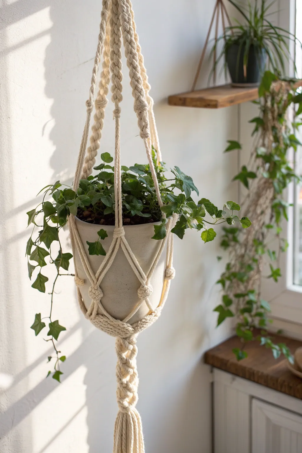 Elevate your space with the timeless beauty of a DIY macramé plant hanger—where minimalist design meets boho charm.