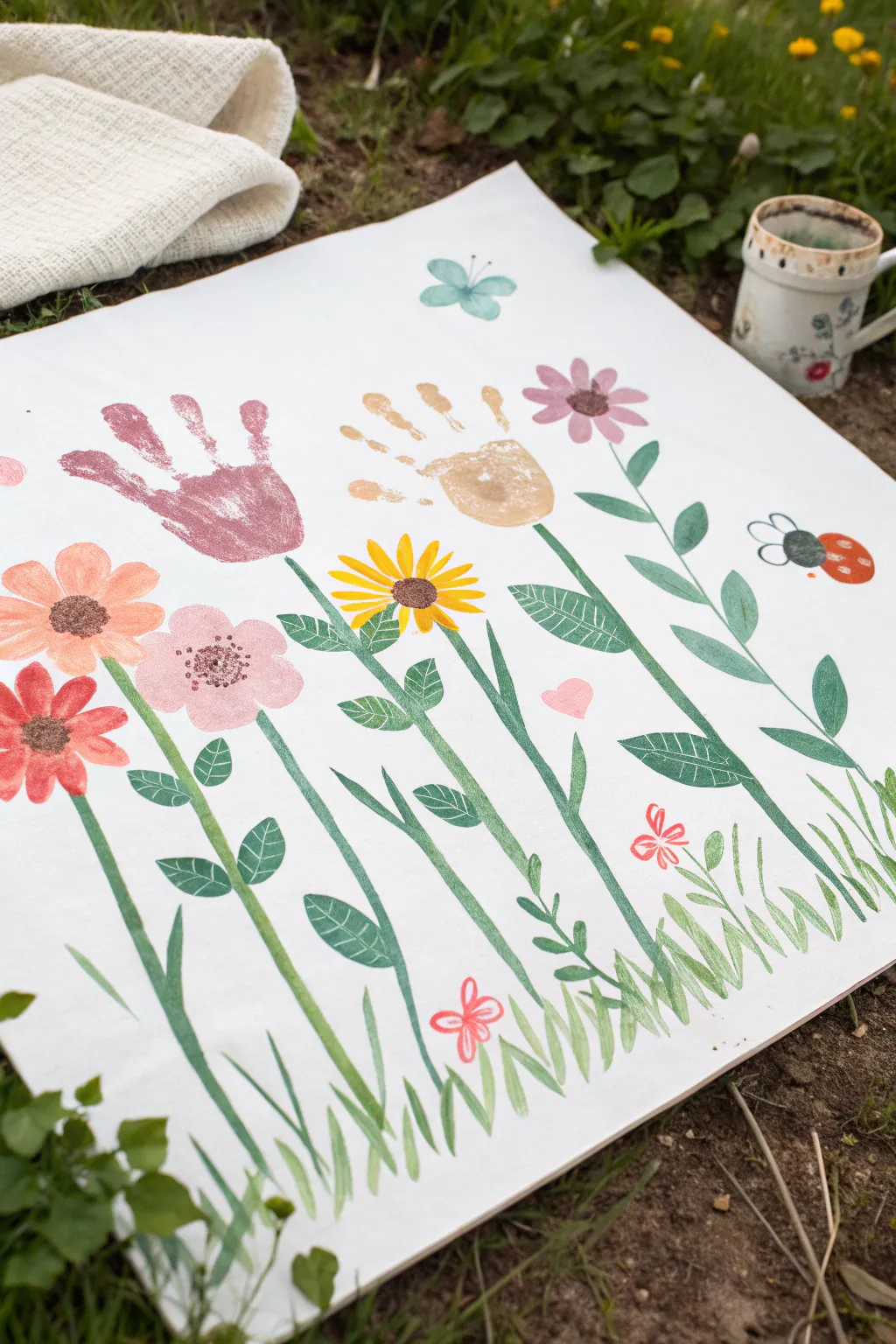 Transform your wall into a serene handprint garden, where simplicity meets natural beauty. #DIYArt #MinimalistDecor #BohoChic