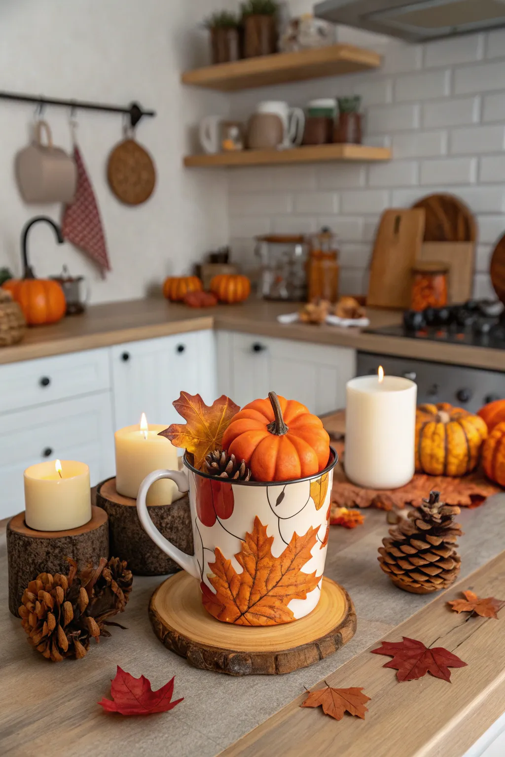 Seasonal-themed mugs reflect the beauty of each time of year.
