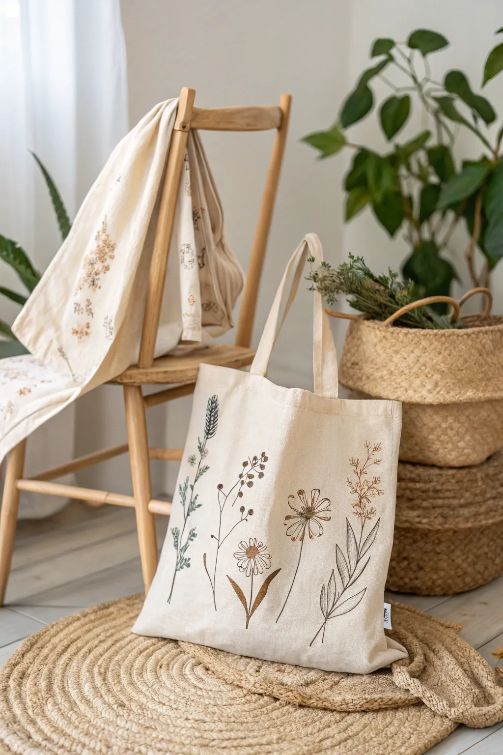 Chic and sustainable—this hand-painted eco-friendly tote is perfect for adding a personal touch to your market trips!