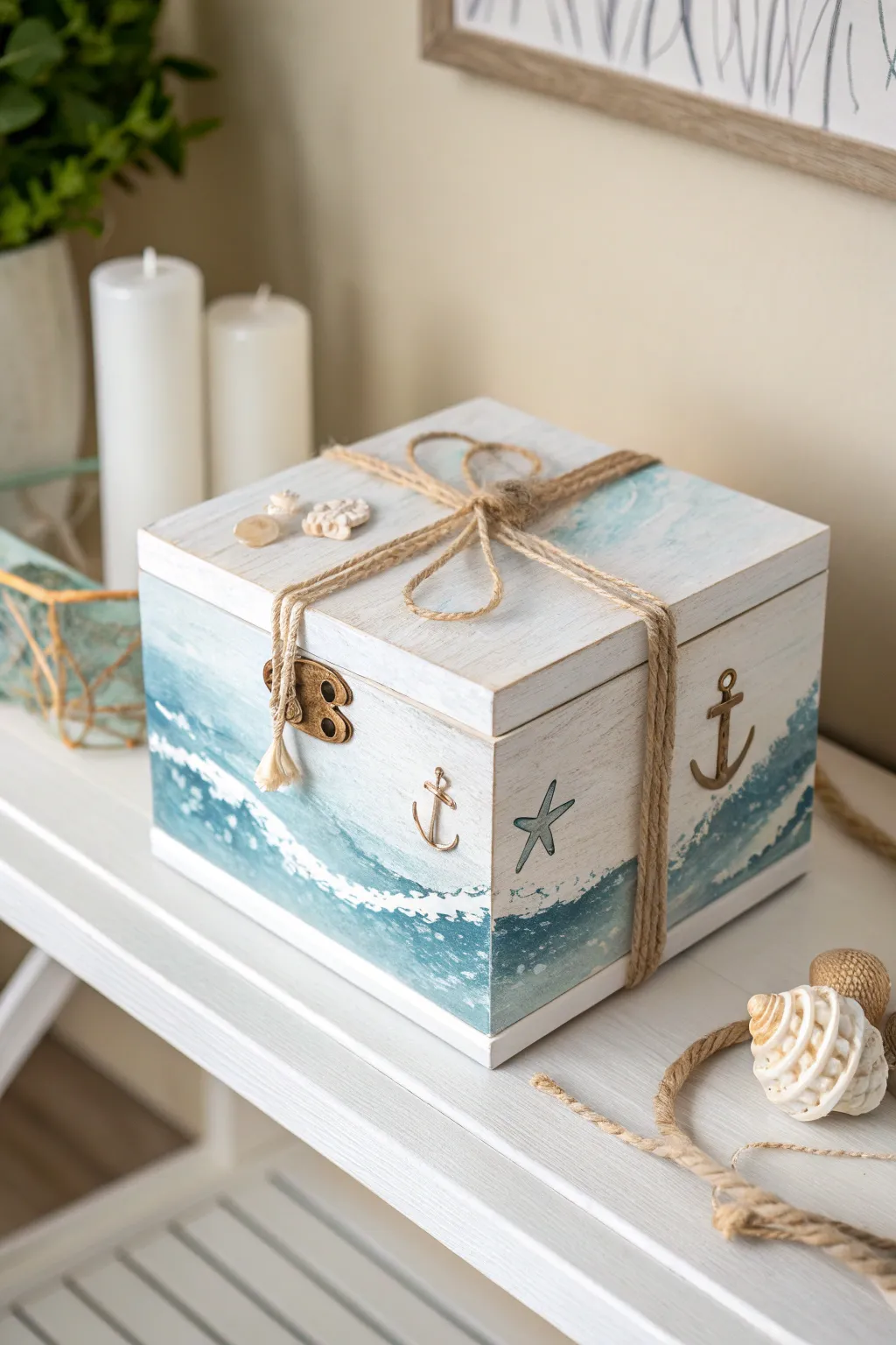 Set sail in style with this charming nautical-themed box, perfect for adding a touch of the sea to any minimalist space.